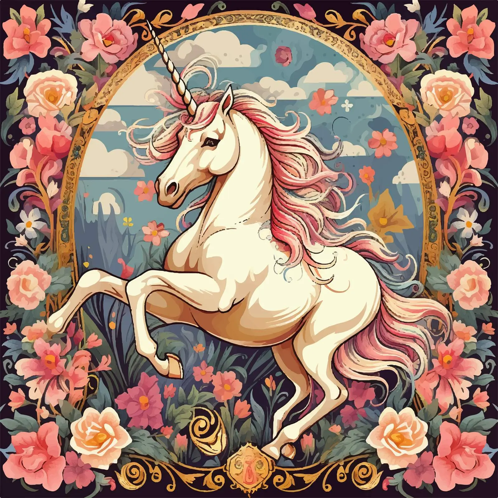 Fantasy Unicorn Poster Wallpaper Illustration – free fairytale image from Dotvec