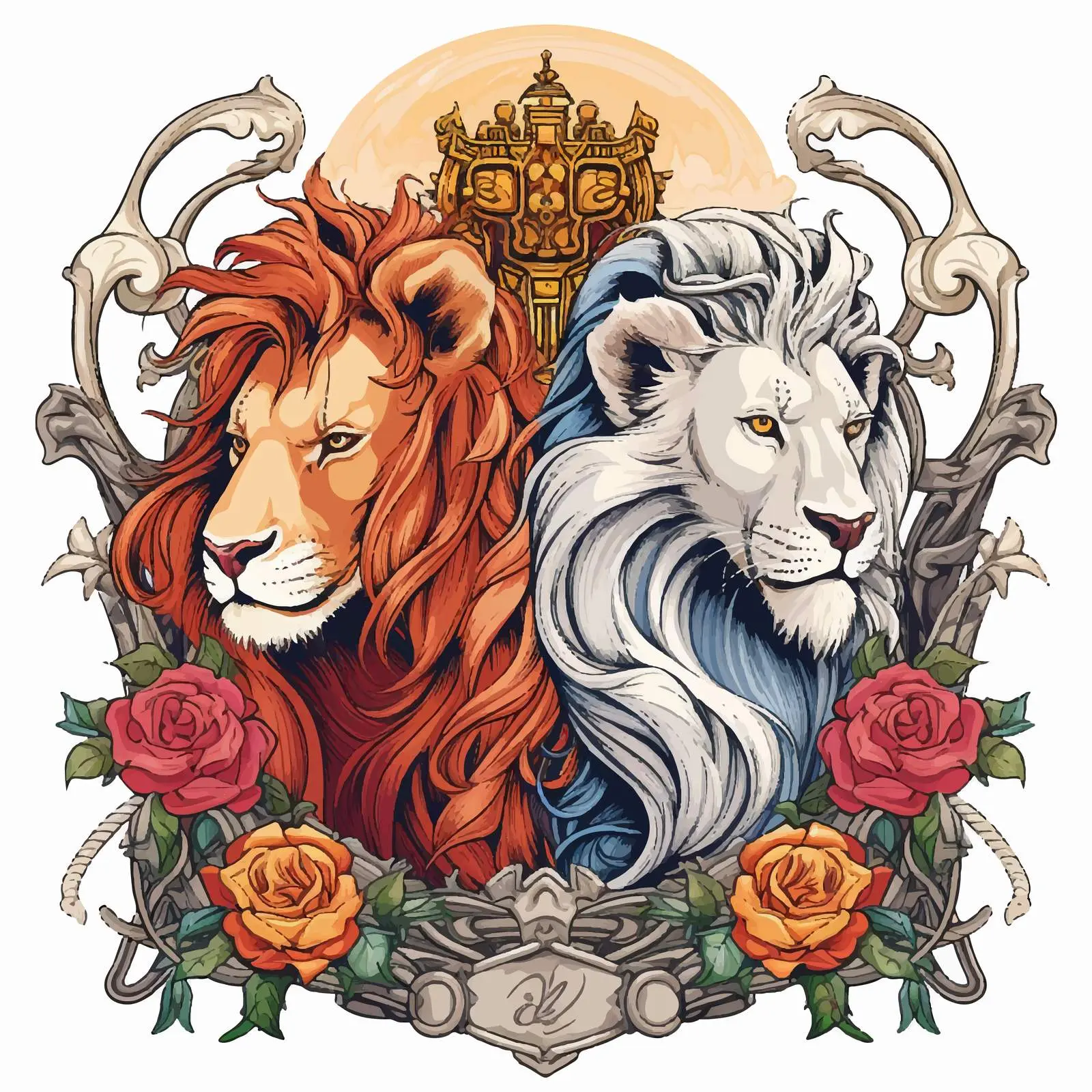 Medieval Fantasy Poster with Unicorn and Lion — free download from Dotvec
