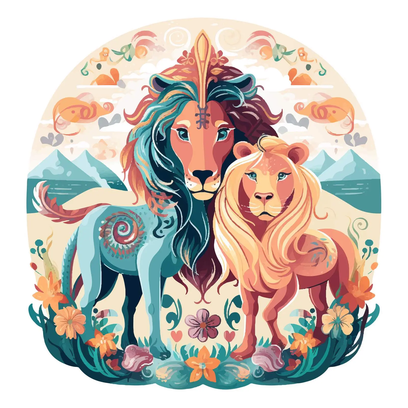 Unicorn and Lion in Medieval Tapestry Art – free tapestry image from Dotvec