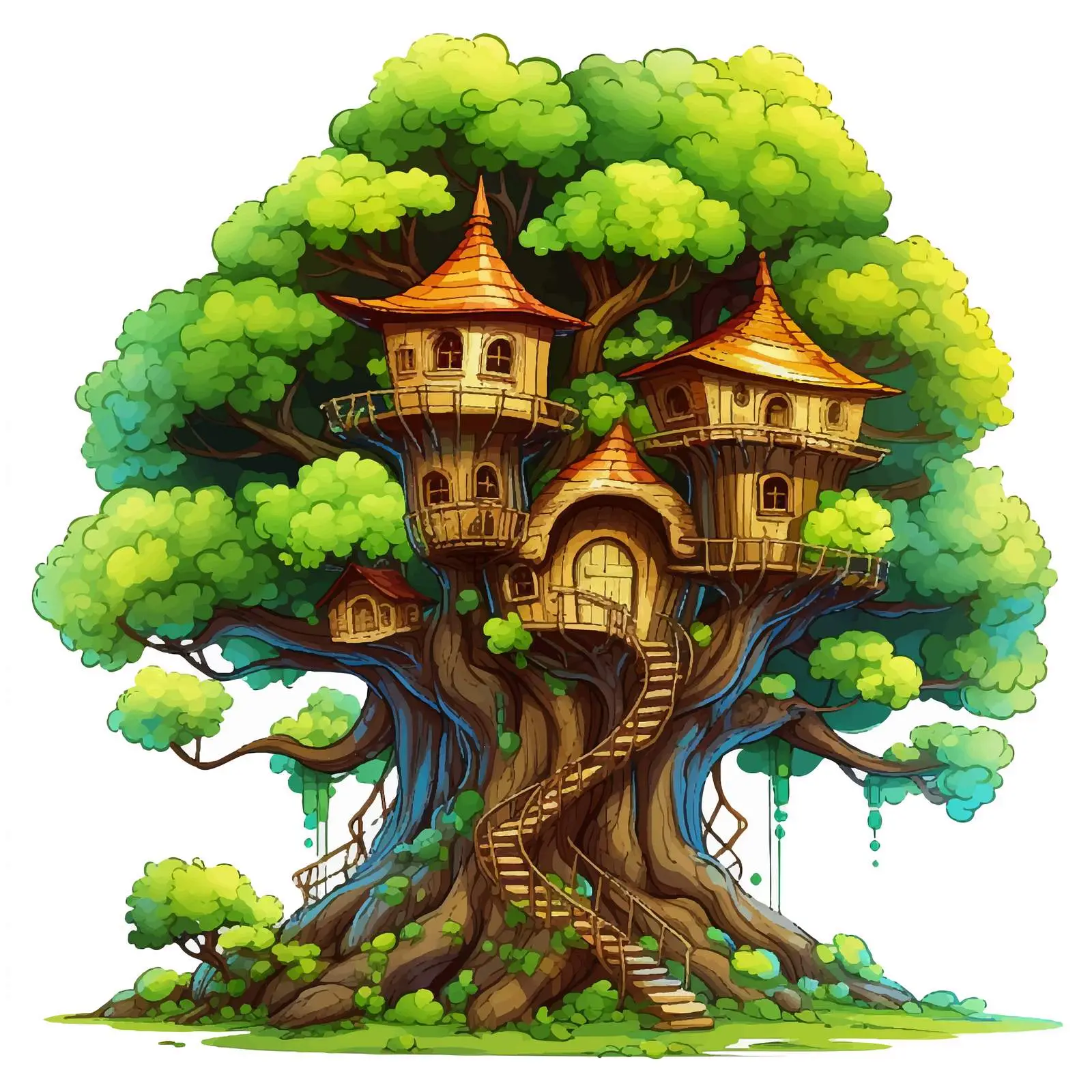 Fantasy Tree House in Enchanted Forest — free download from Dotvec