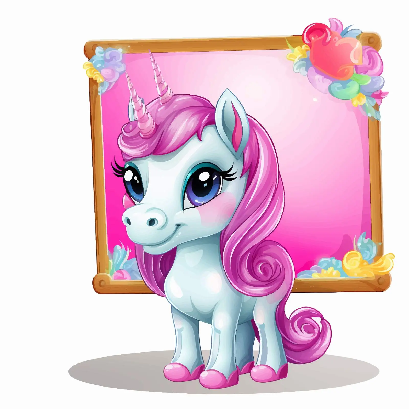 Fantasy Unicorn Illustration with Empty Board — free download from Dotvec