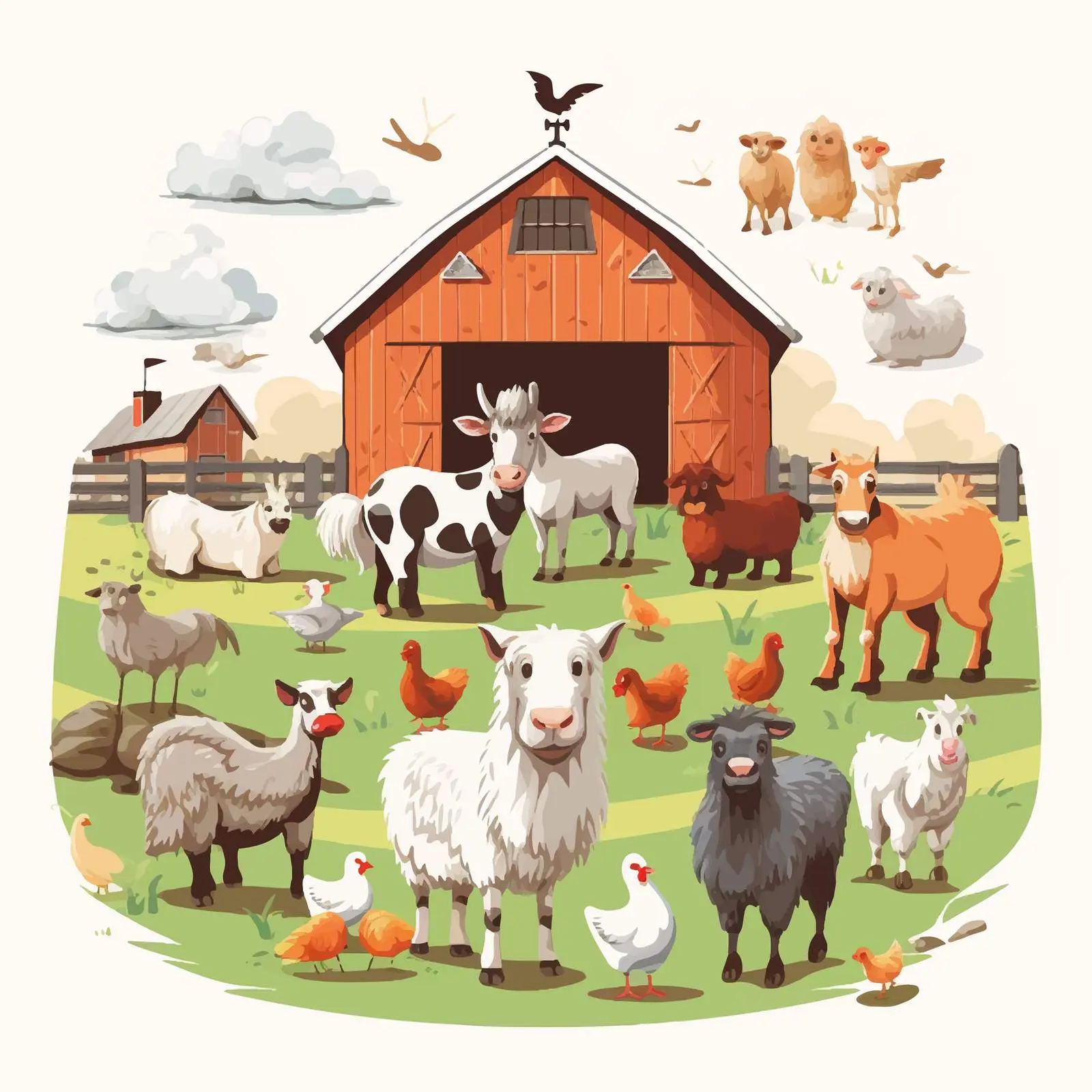 Farm Animals Living on the Farm Illustration — free download from Dotvec