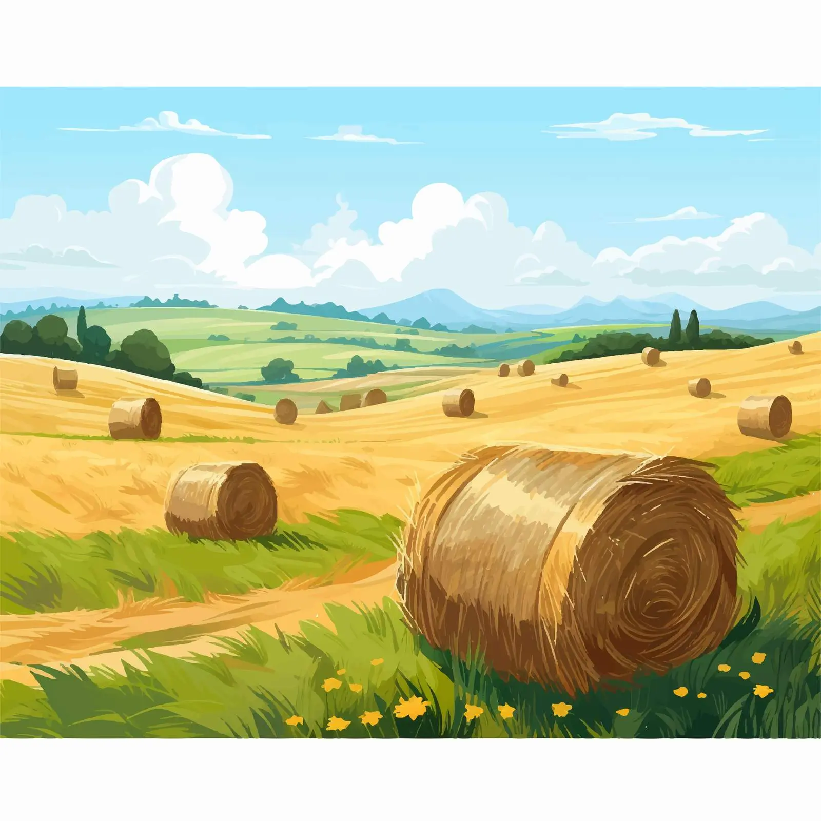 Hay Bales in Dry Wheat Field — free download from Dotvec