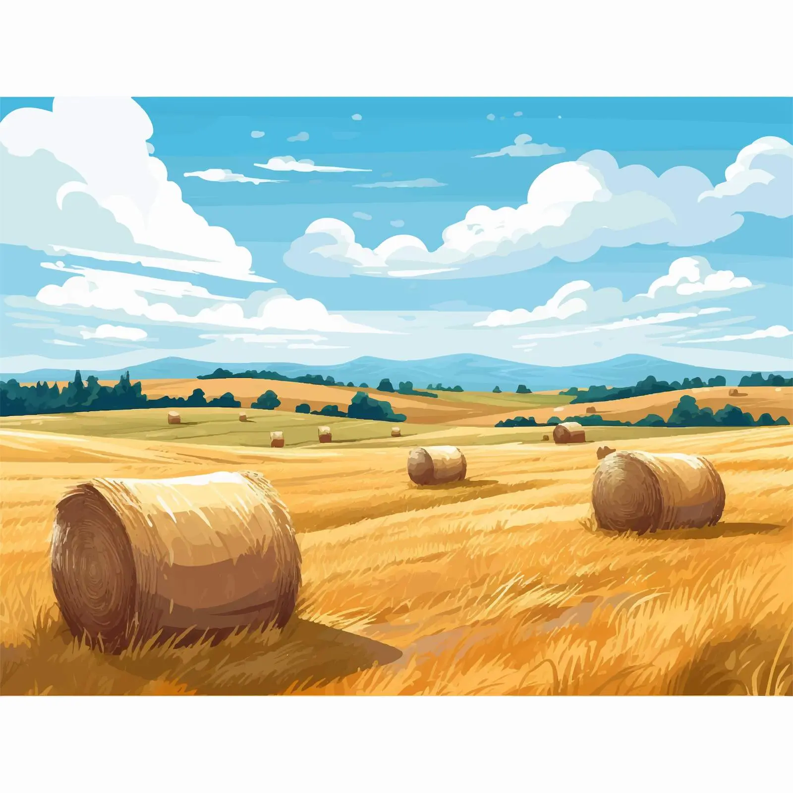 Hay Bales in Dry Wheat Fields — free download from Dotvec