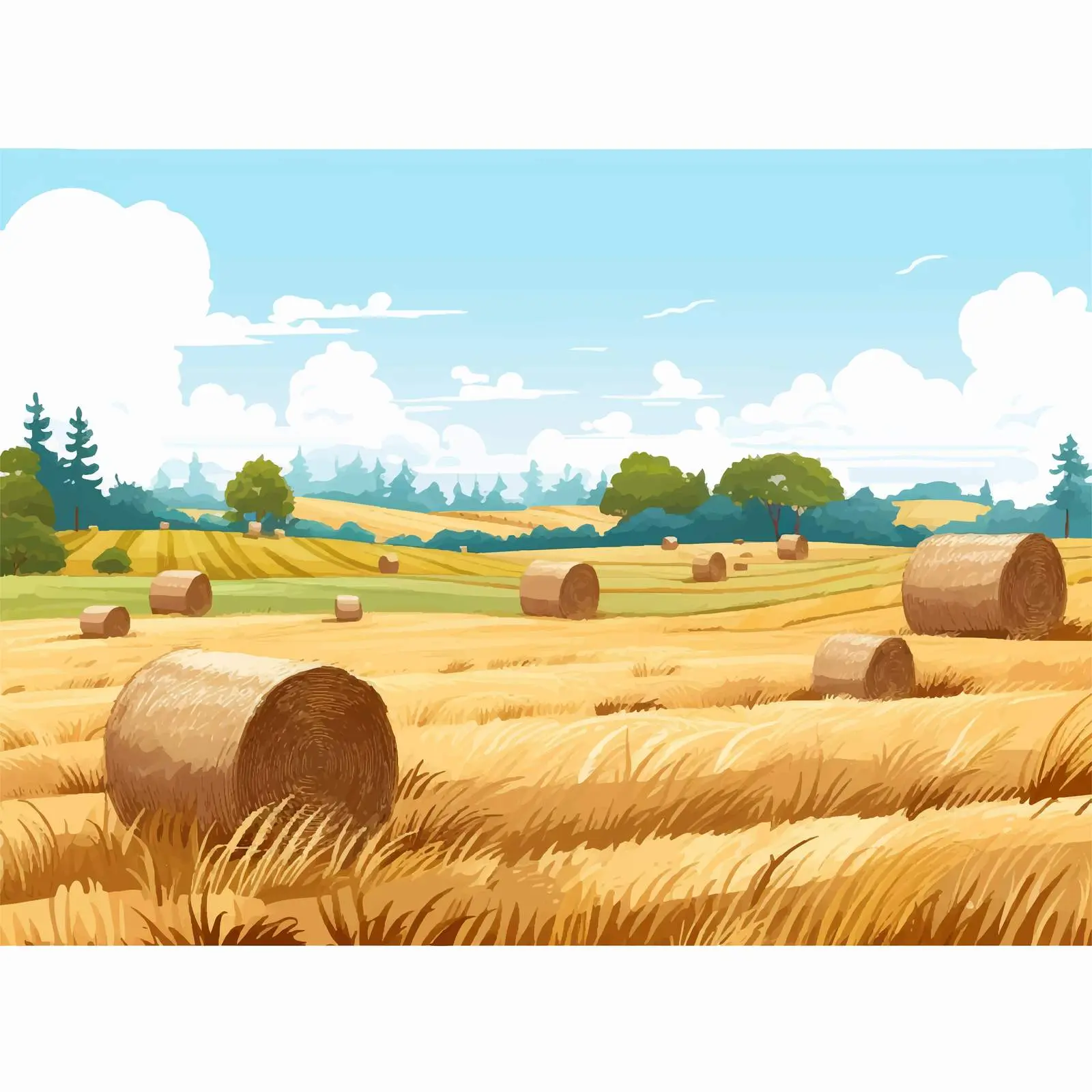 Hay Bales in Wheat Field Landscape – free land management image from Dotvec