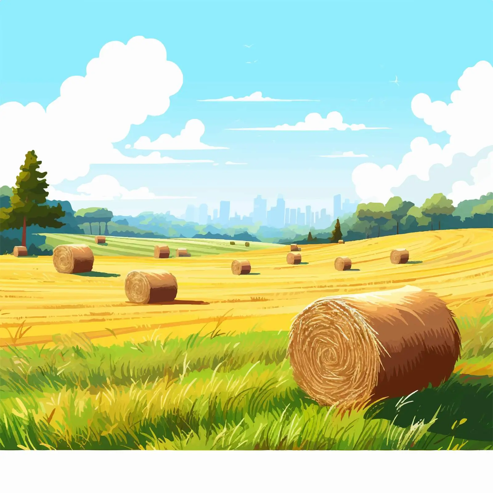 Dry Wheat Grass Rolls in Farm Field – free seeds image from Dotvec