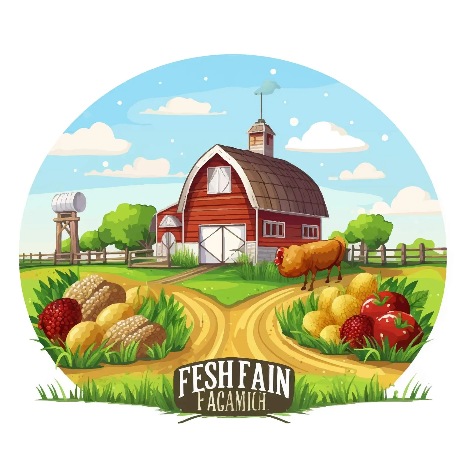 Farm Fresh Cartoon Vector Design Illustration — free download from Dotvec