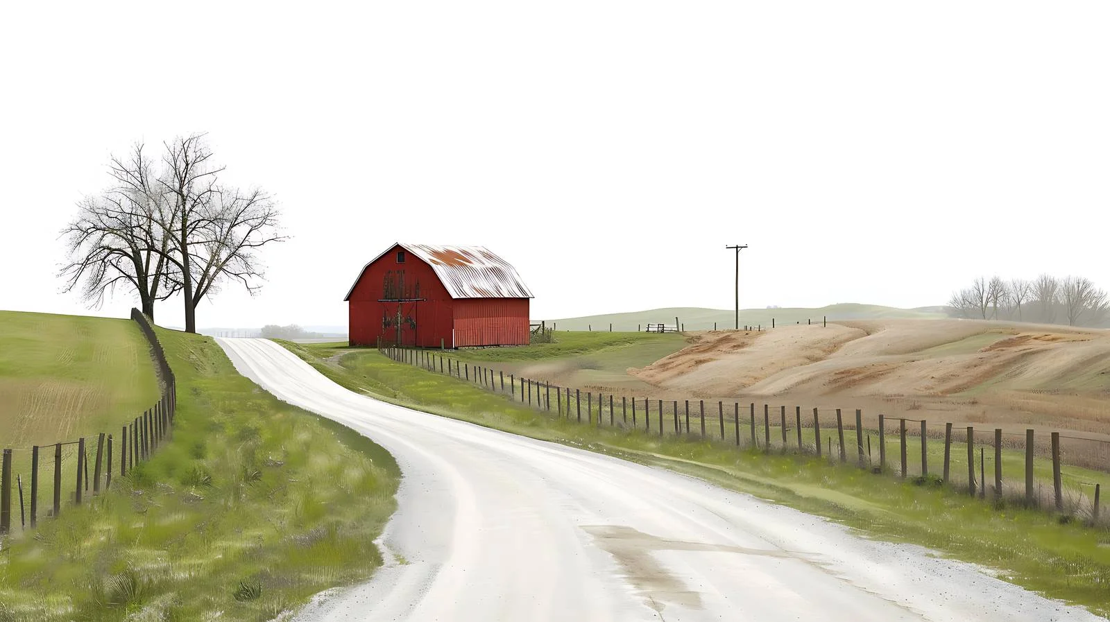 Rural Iowa Landscape with Red Barn — free download from Dotvec