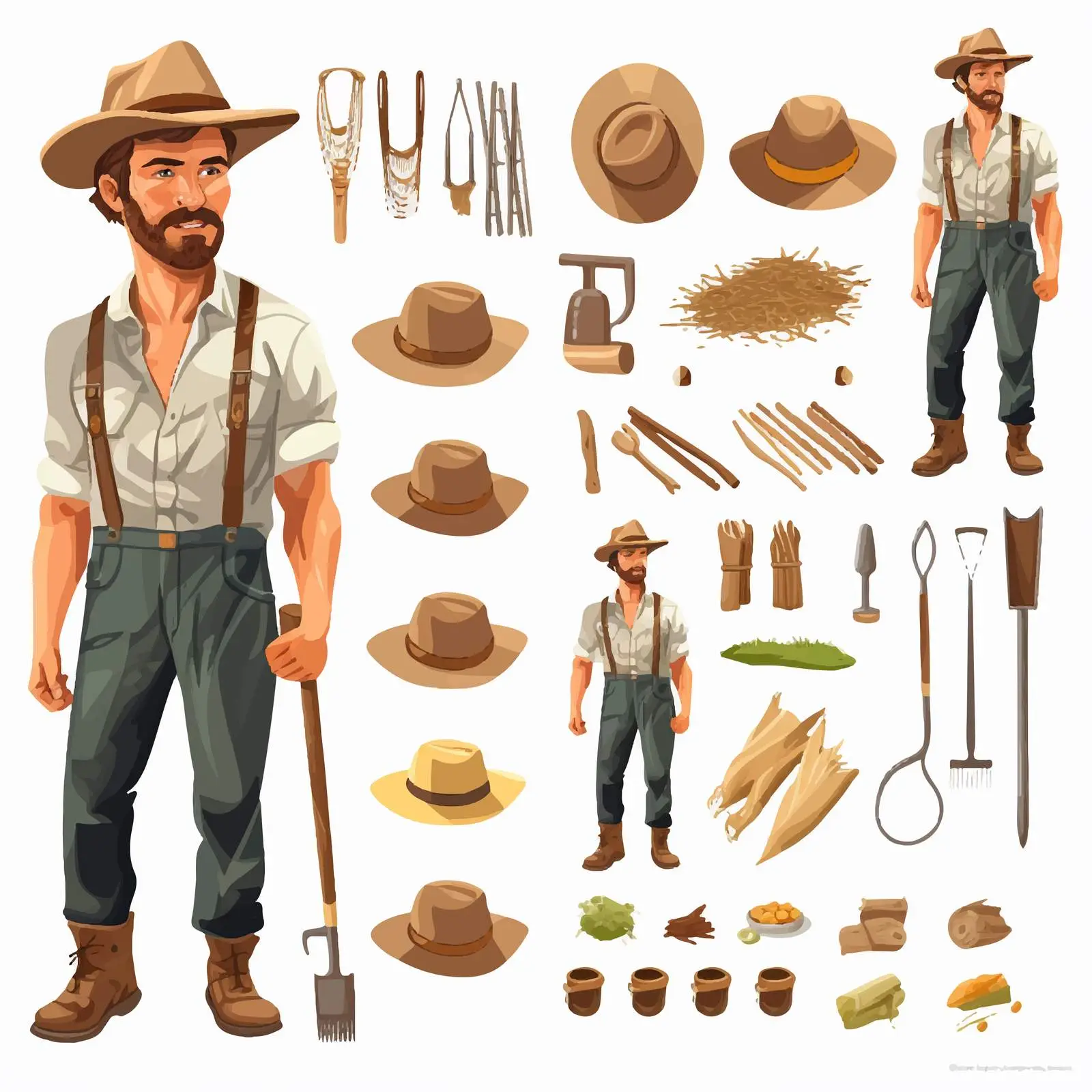 Farm Worker and DIY Agricultural Kit Vector — free download from Dotvec
