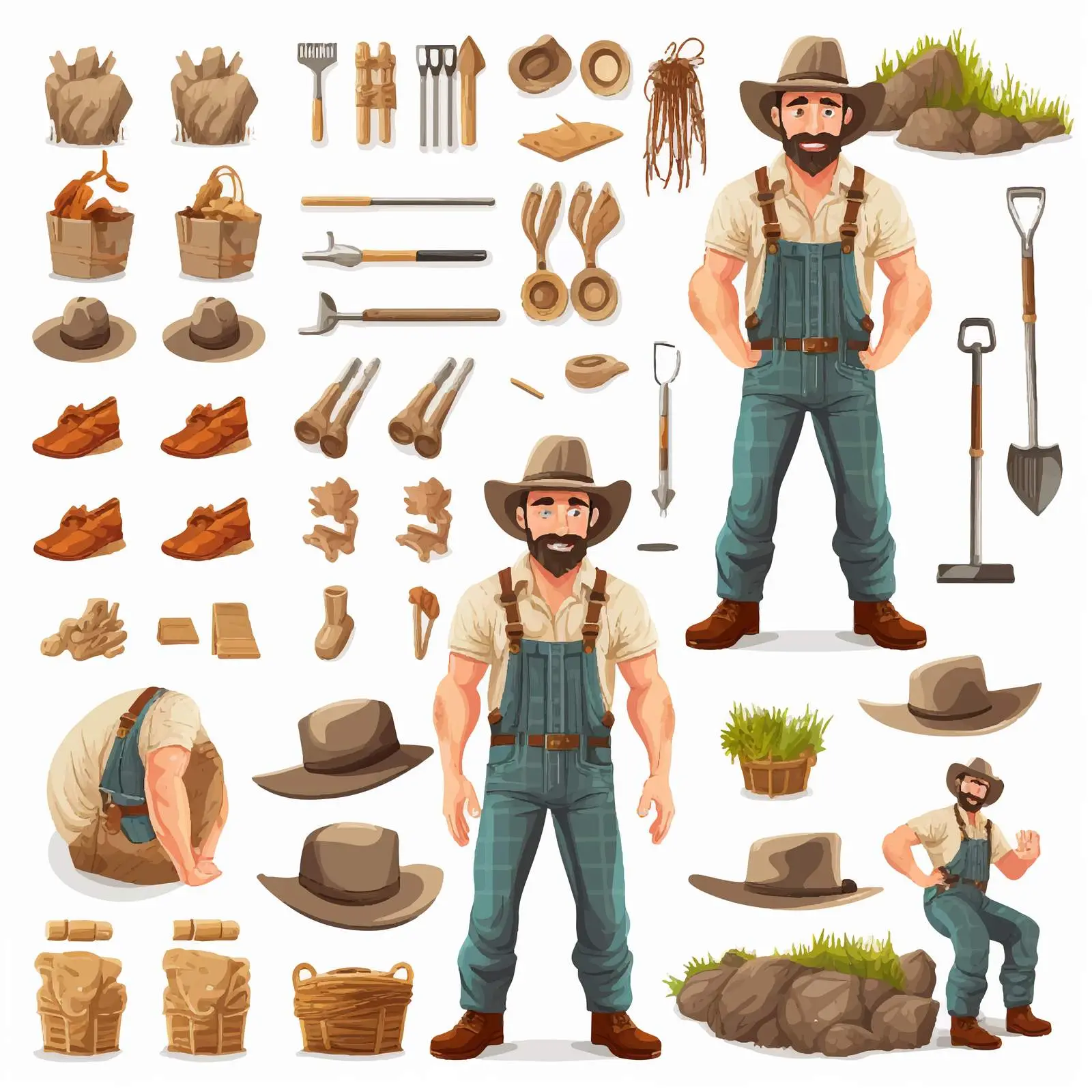 Agricultural Worker and DIY Farming Kit Vector — free download from Dotvec