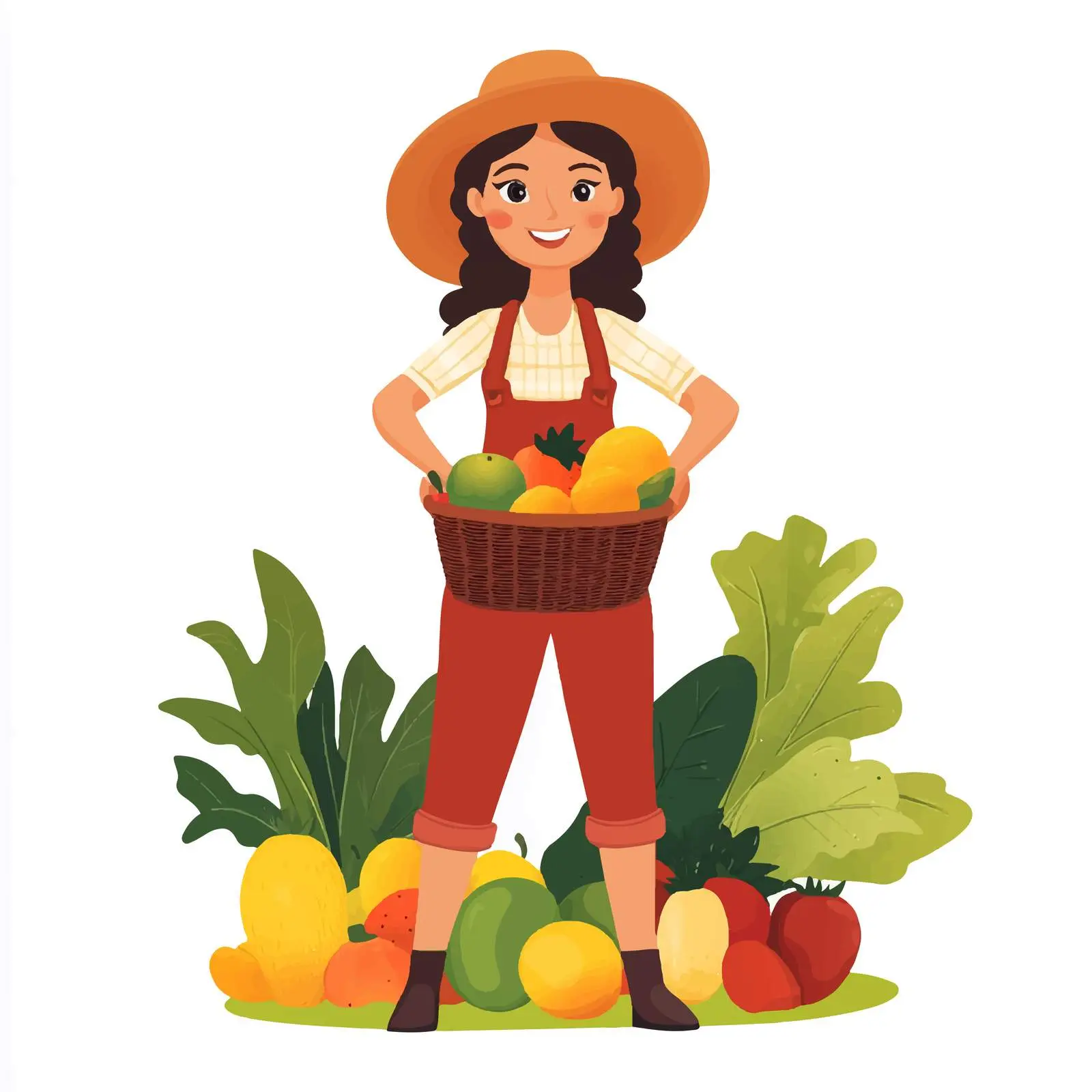 Farm Girl Surrounded by Fresh Fruits — free download from Dotvec