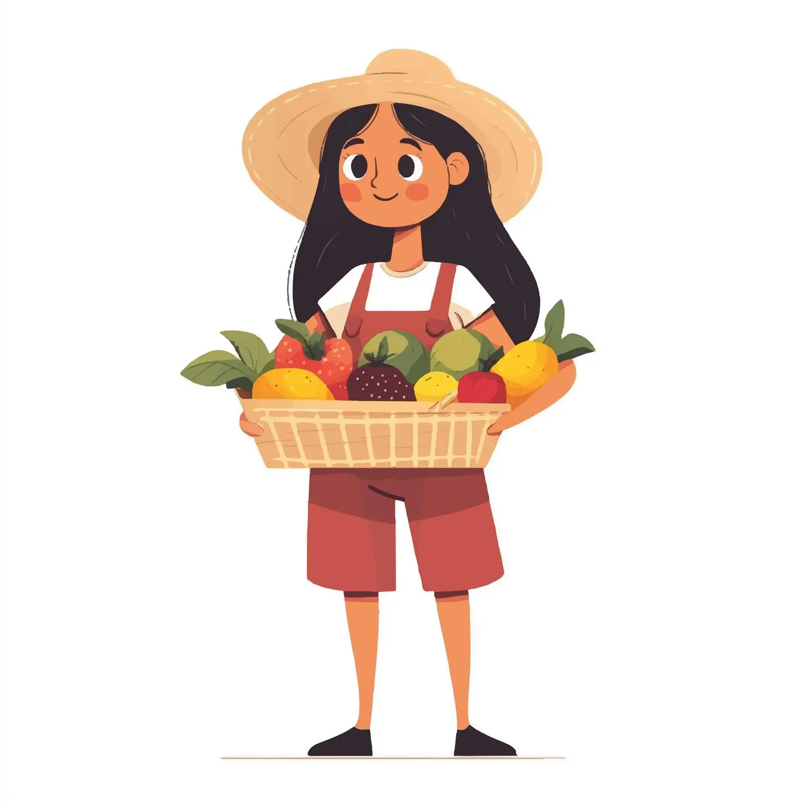 Farmer Girl with Fruits Centered Composition — free download from Dotvec