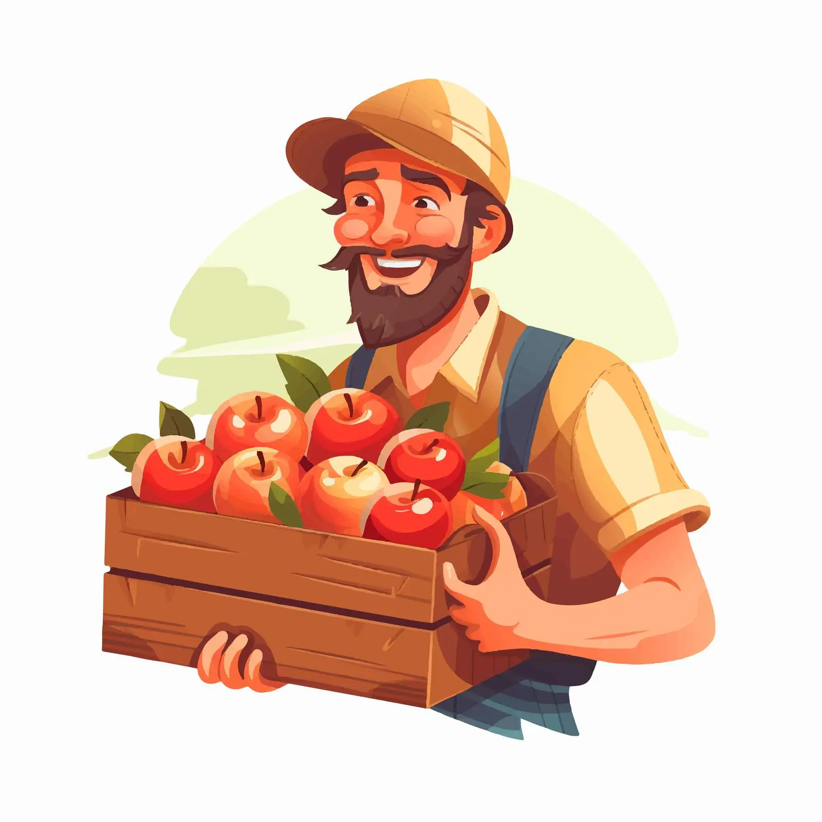 Farmer Holding Crate of Apples Vector Illustration — free download from Dotvec