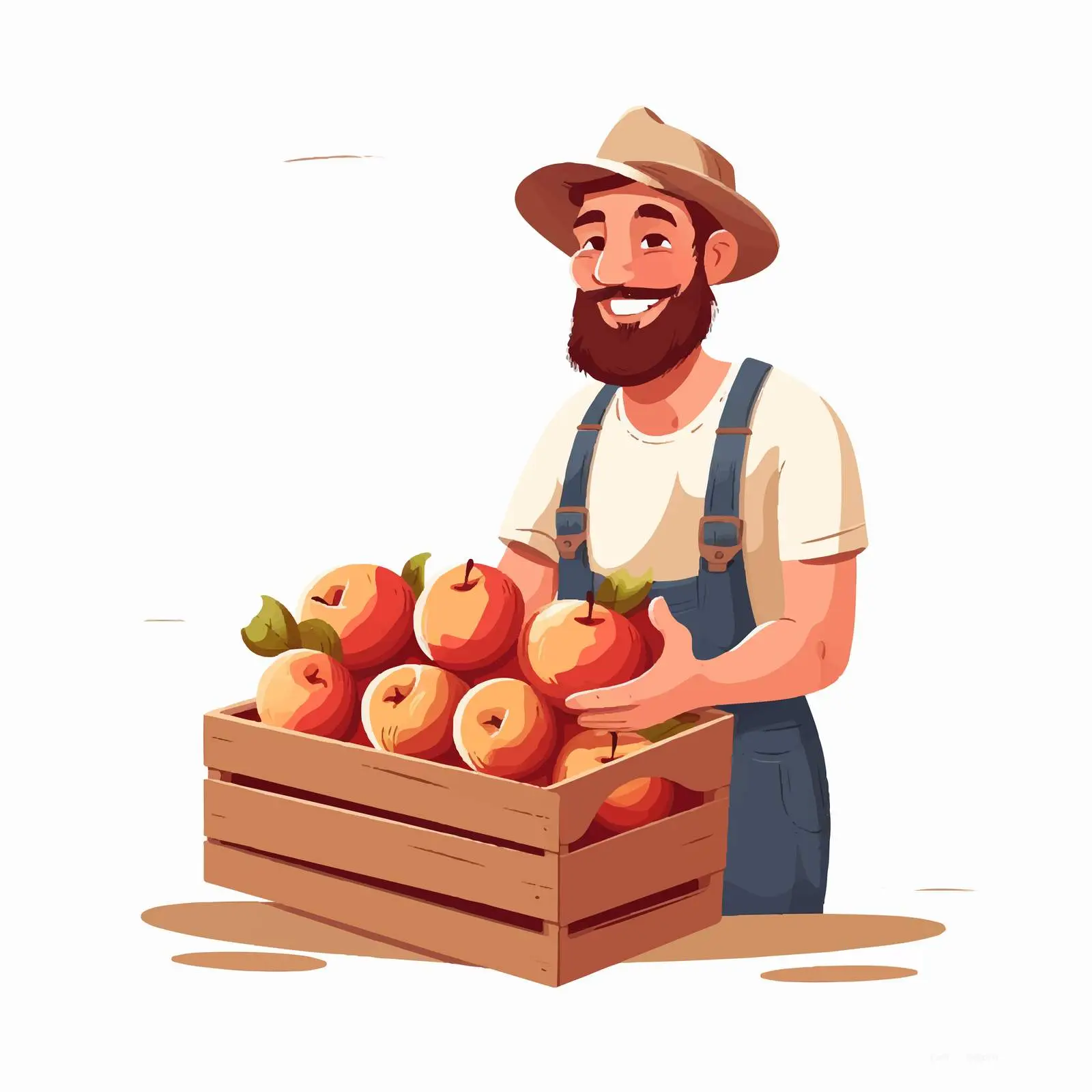 Flat Vector Illustration of Farmer with Apples — free download from Dotvec