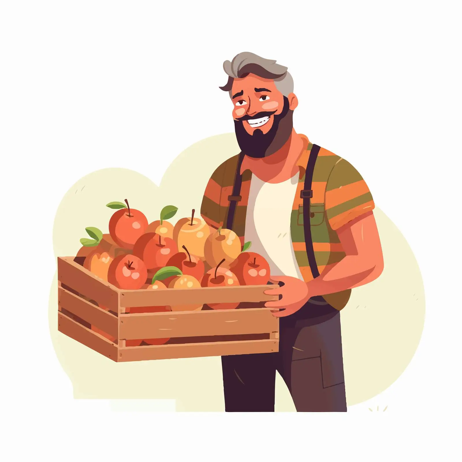 Farmer Holding Apples in Crate Vector Illustration — free download from Dotvec