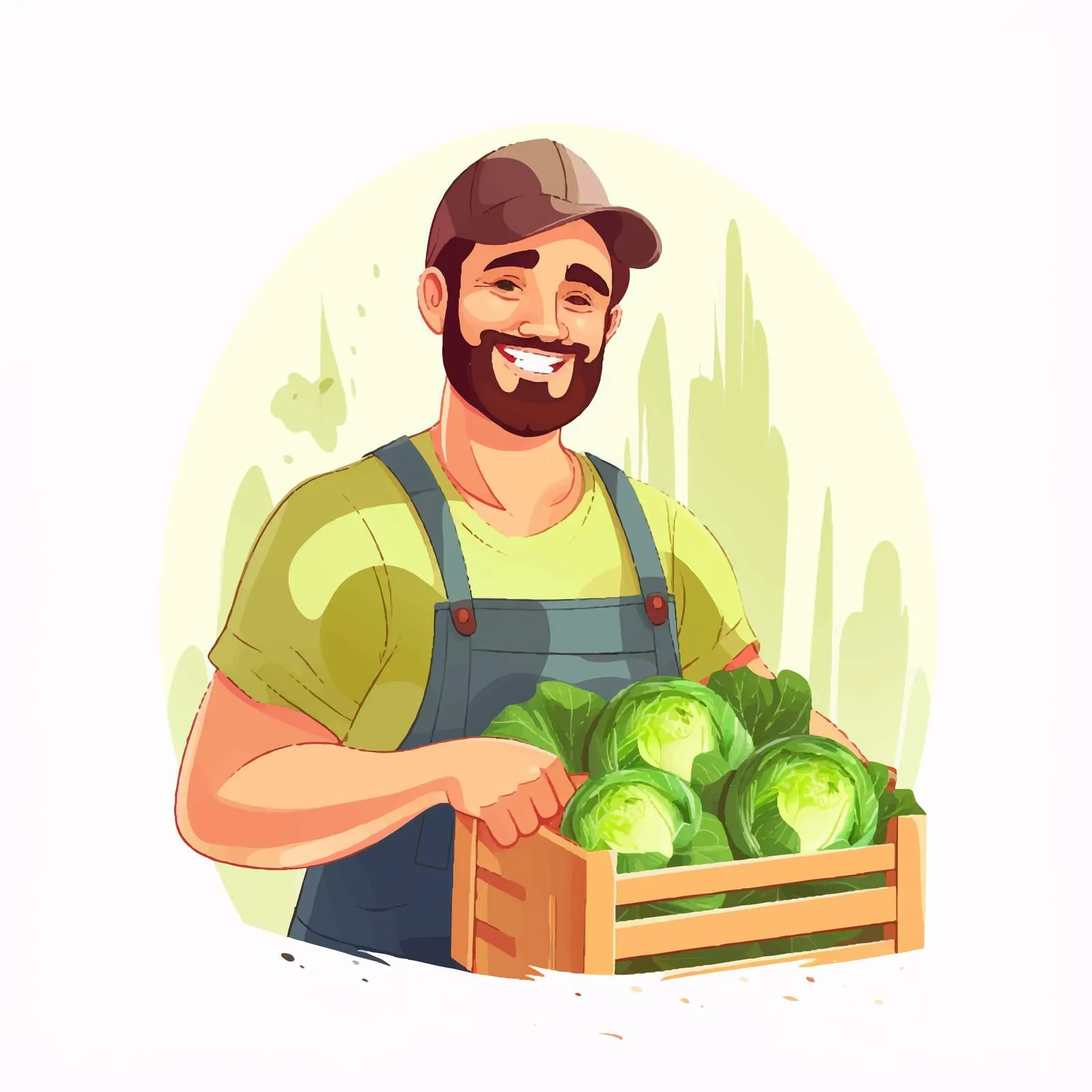 Happy Farmer Holding Fresh Vegetables Crate — free download from Dotvec