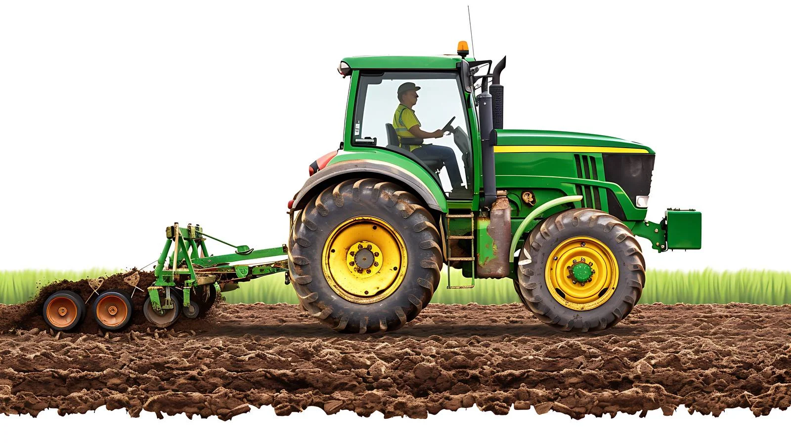 Spring Plowing by Farmer in Isolated Tractor — free download from Dotvec