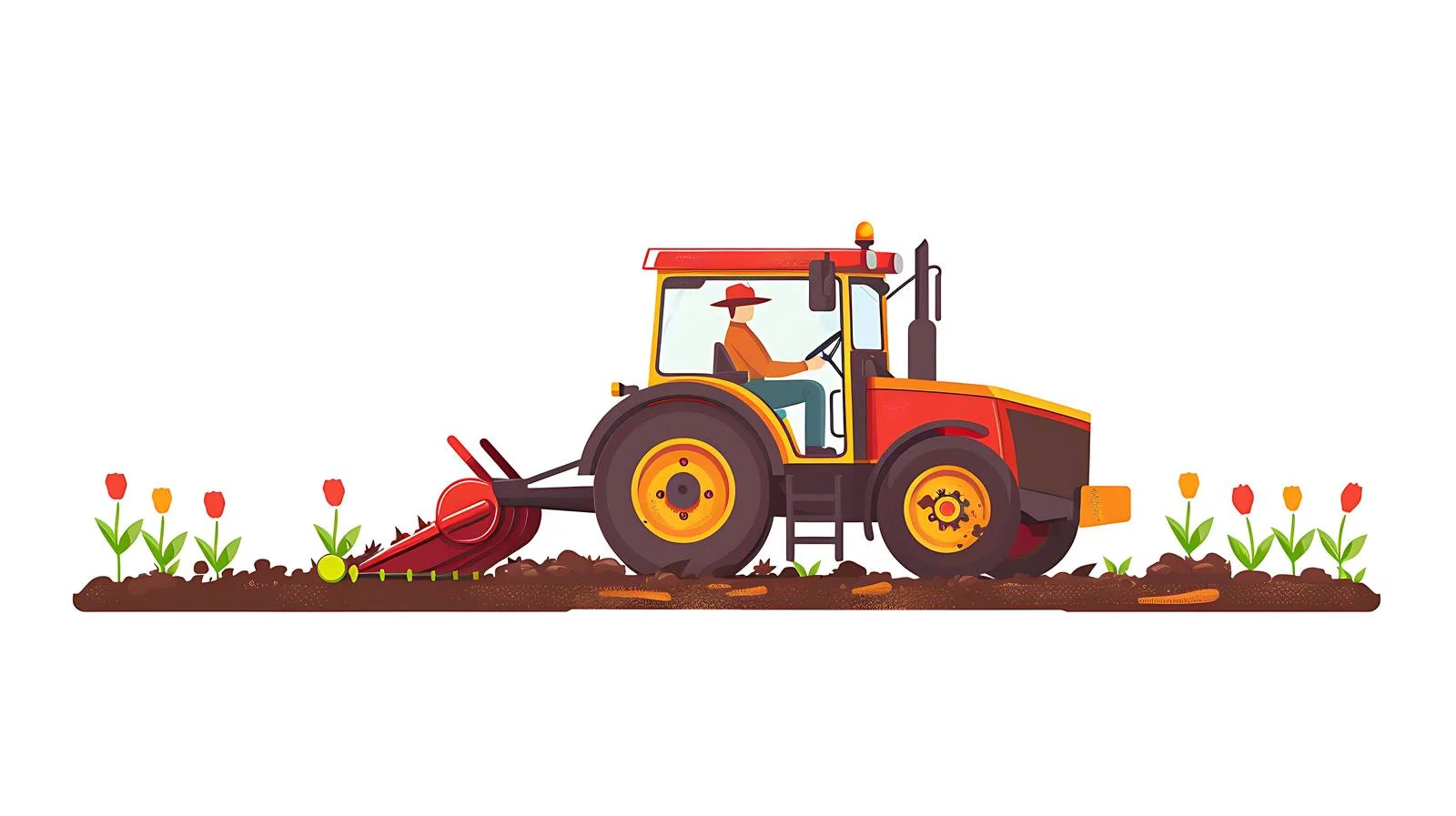 Spring Field Plowing with Farmer in Tractor — free download from Dotvec