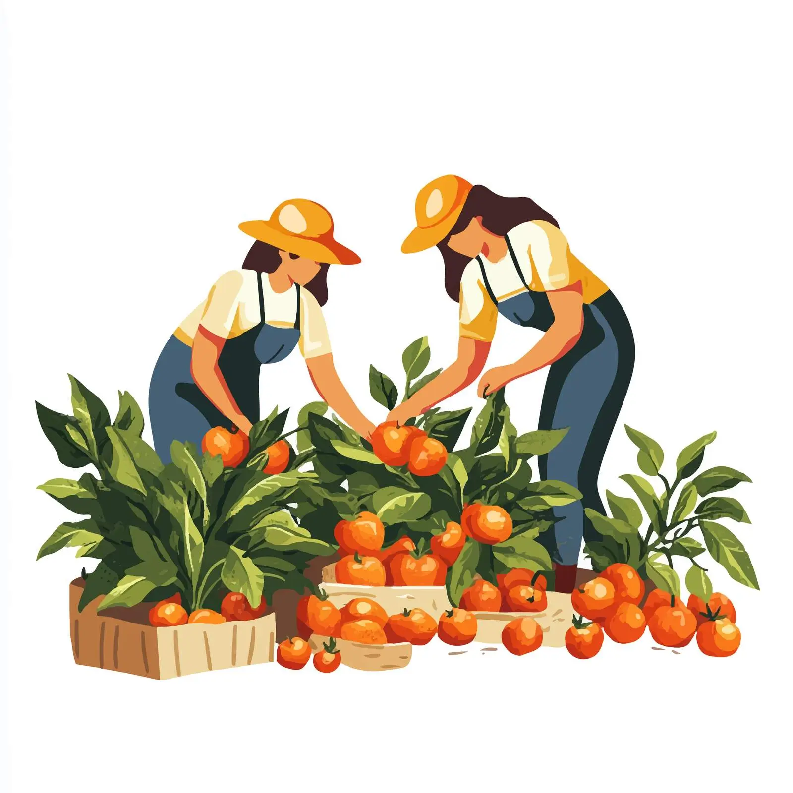 Farmers Harvesting Fresh Fruits in Vibrant Landscape — free download from Dotvec