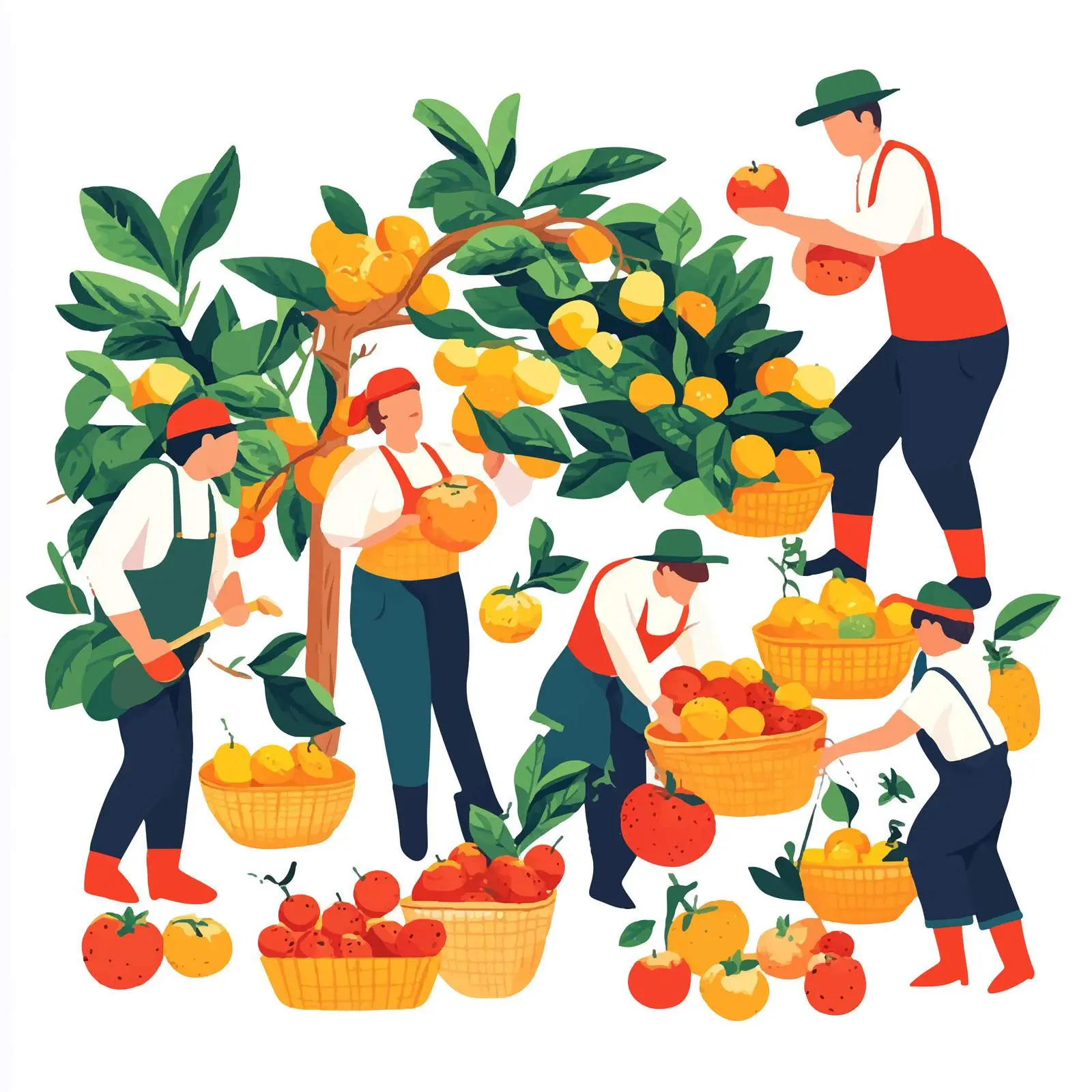 Farmers Picking Fruits in a Wide Angle View — free download from Dotvec