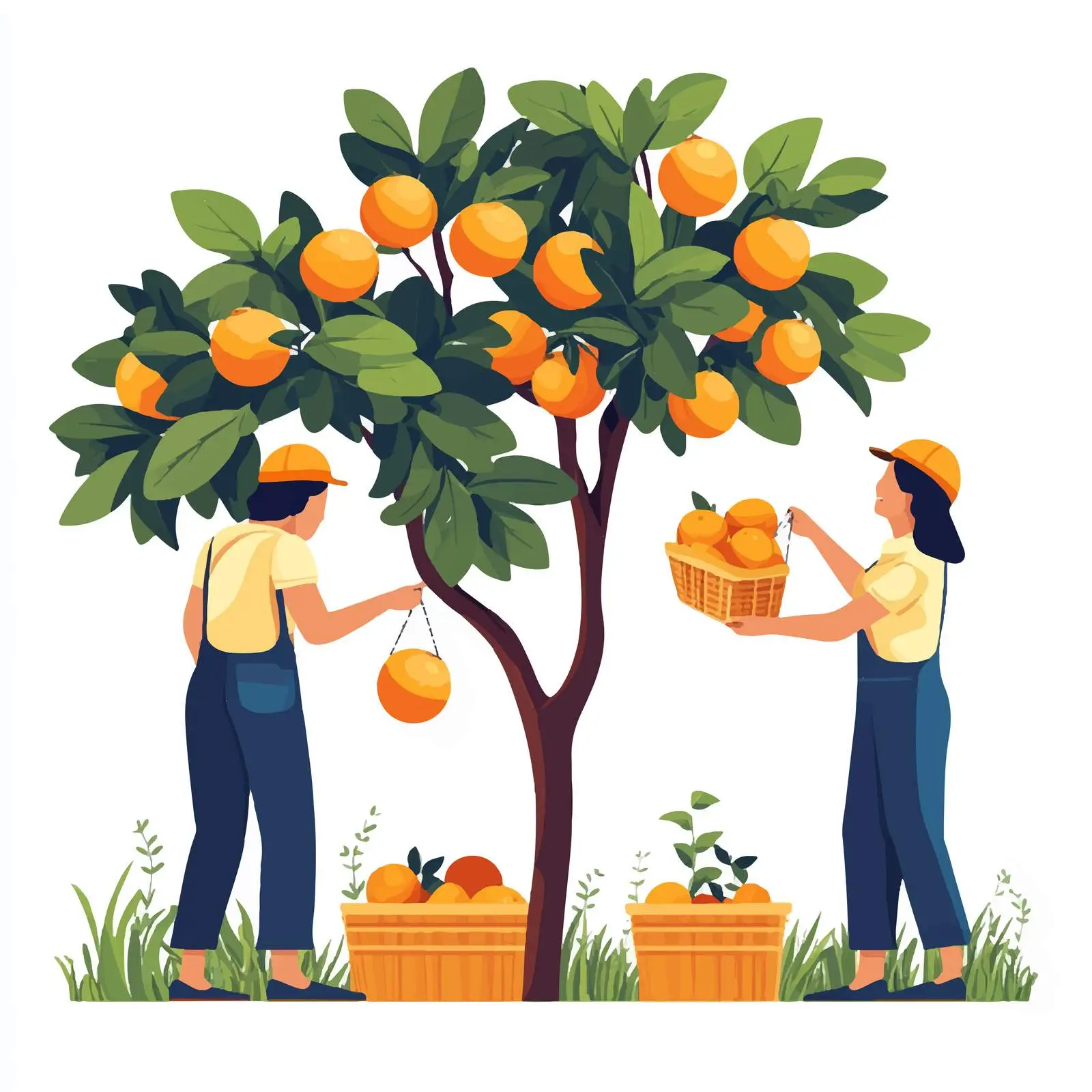 Farmers Gathering Fresh Fruits in Nature — free download from Dotvec