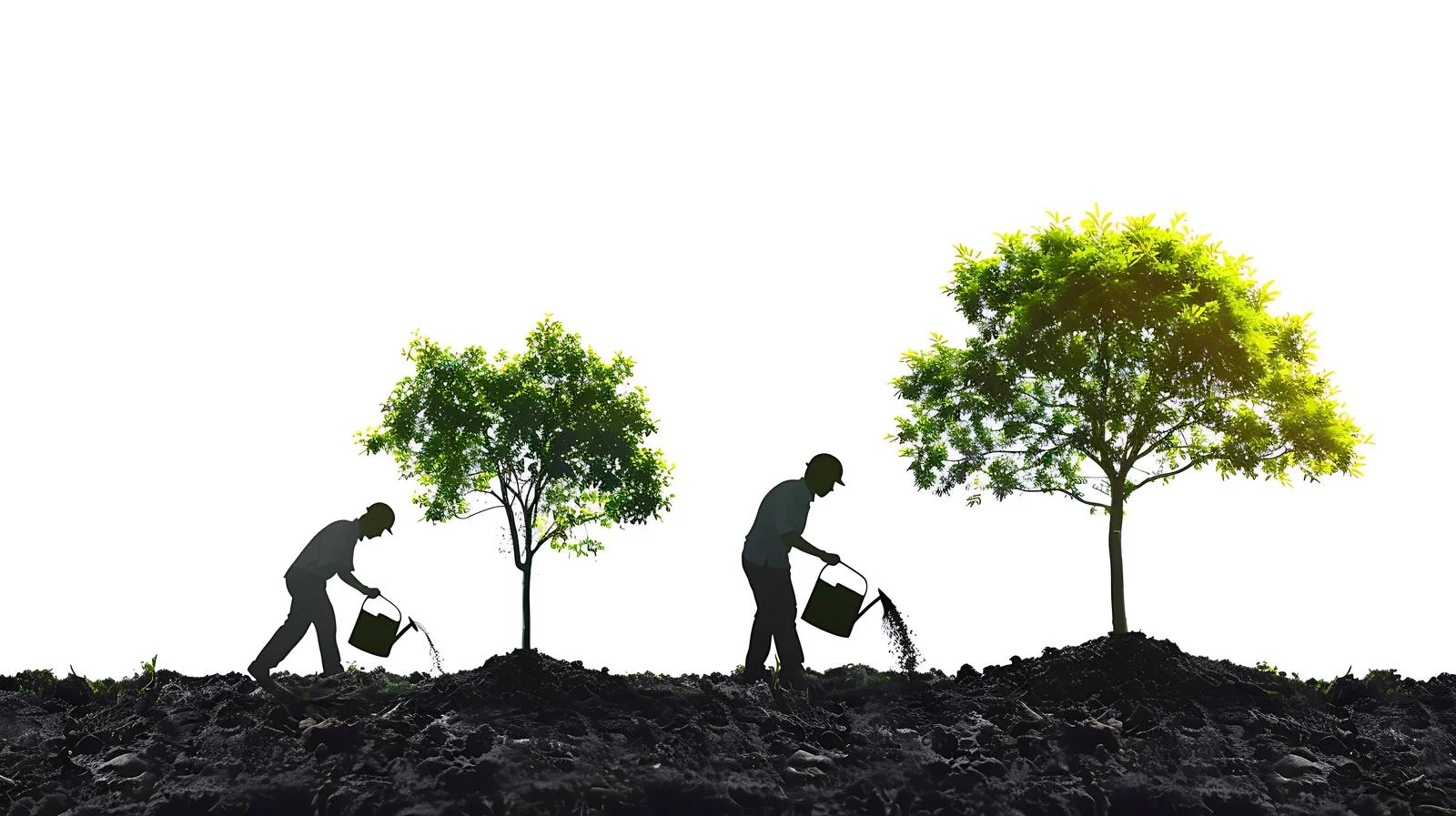 Farm Watering Trees with Watering Can — free download from Dotvec