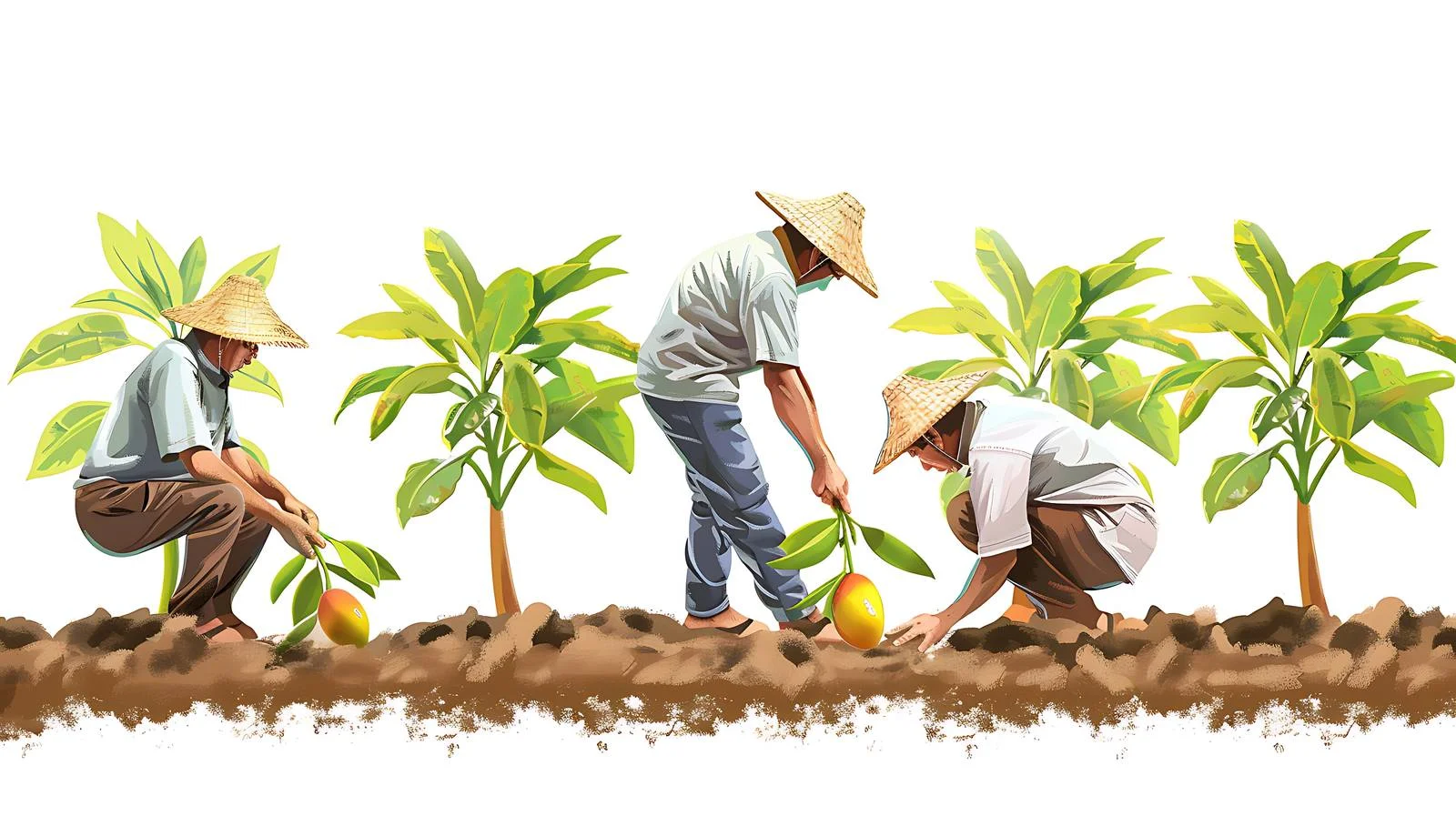 Hardworking Farmers Planting Crops Amid Heat — free download from Dotvec