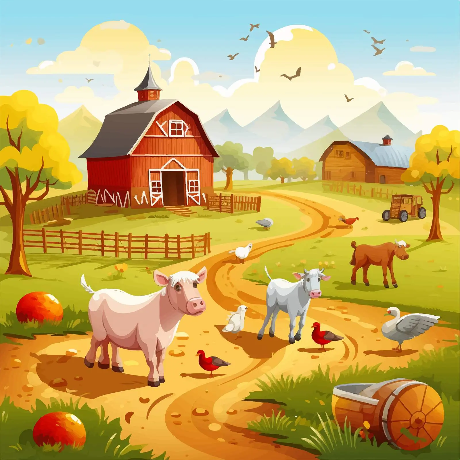 Cartoon Farm Animals Illustration Vector — free download from Dotvec