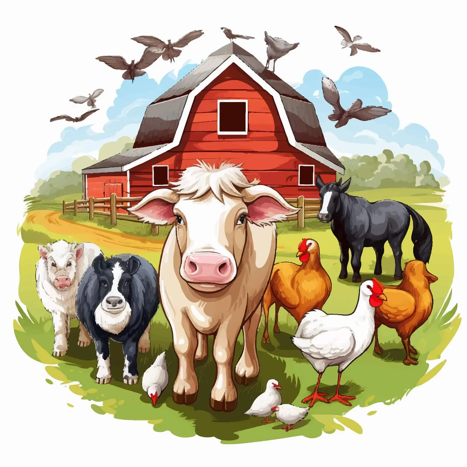 Farm Animals Illustration Vector Graphic — free download from Dotvec