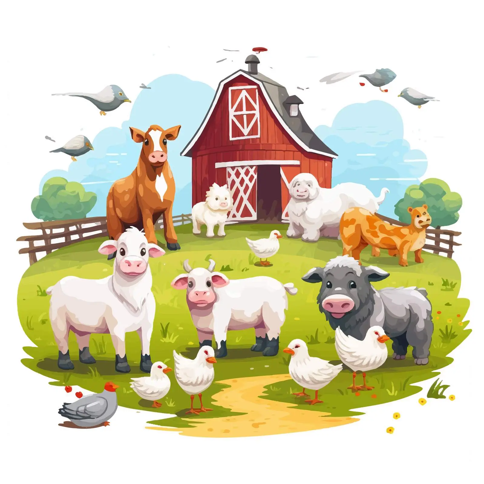 Farm Animals Illustration Vector Art — free download from Dotvec