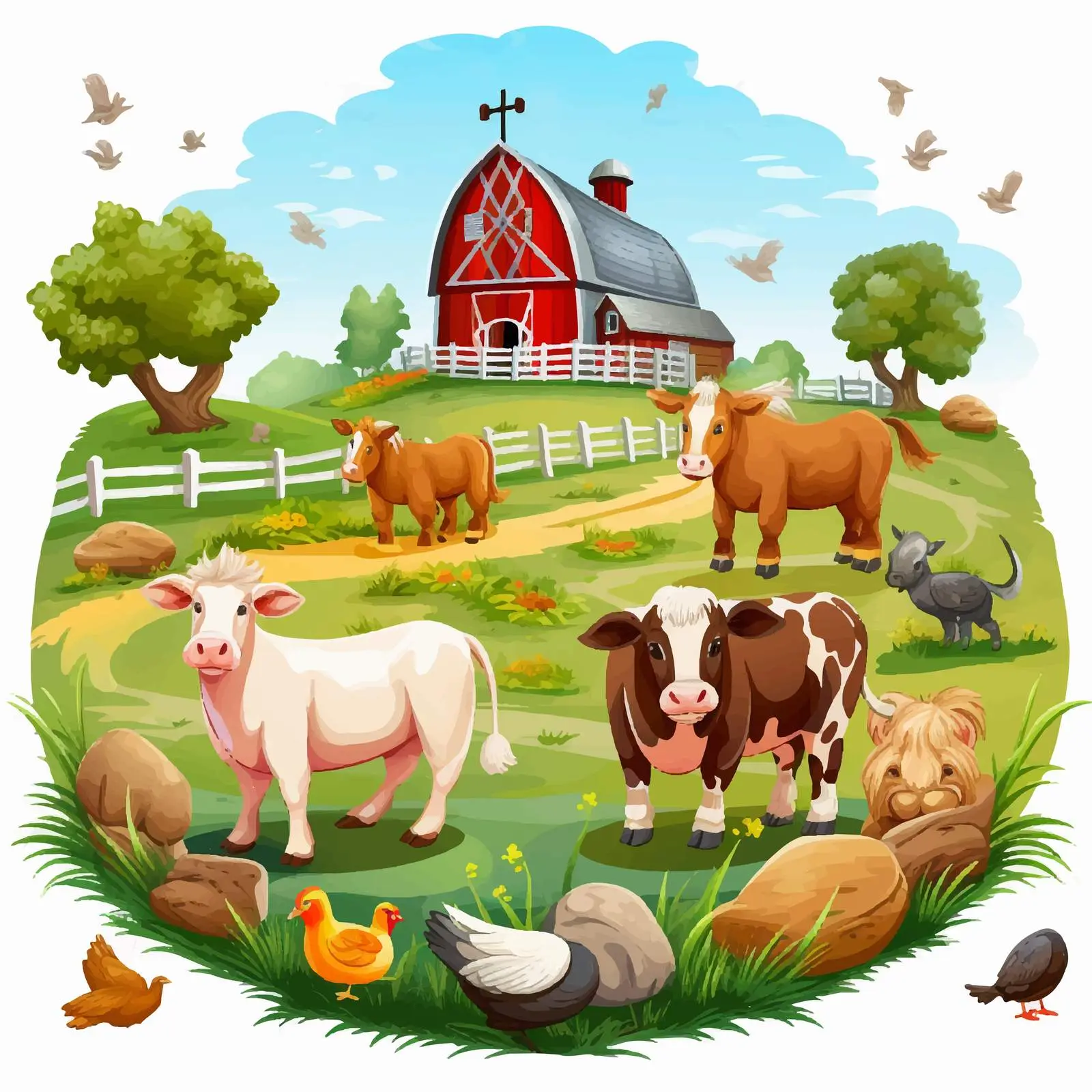 Farm Animals Illustration in Farming Theme — free download from Dotvec
