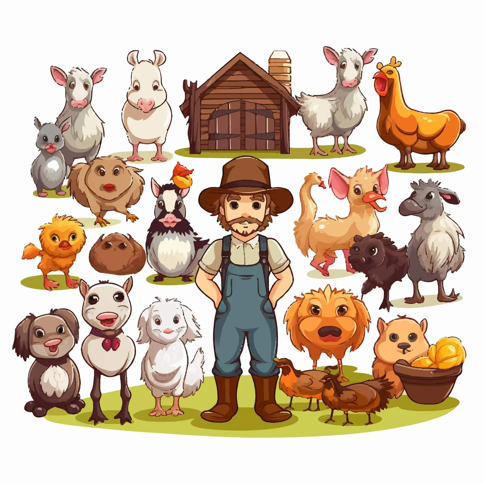 Farming Theme with Many Animals Illustration — free download from Dotvec