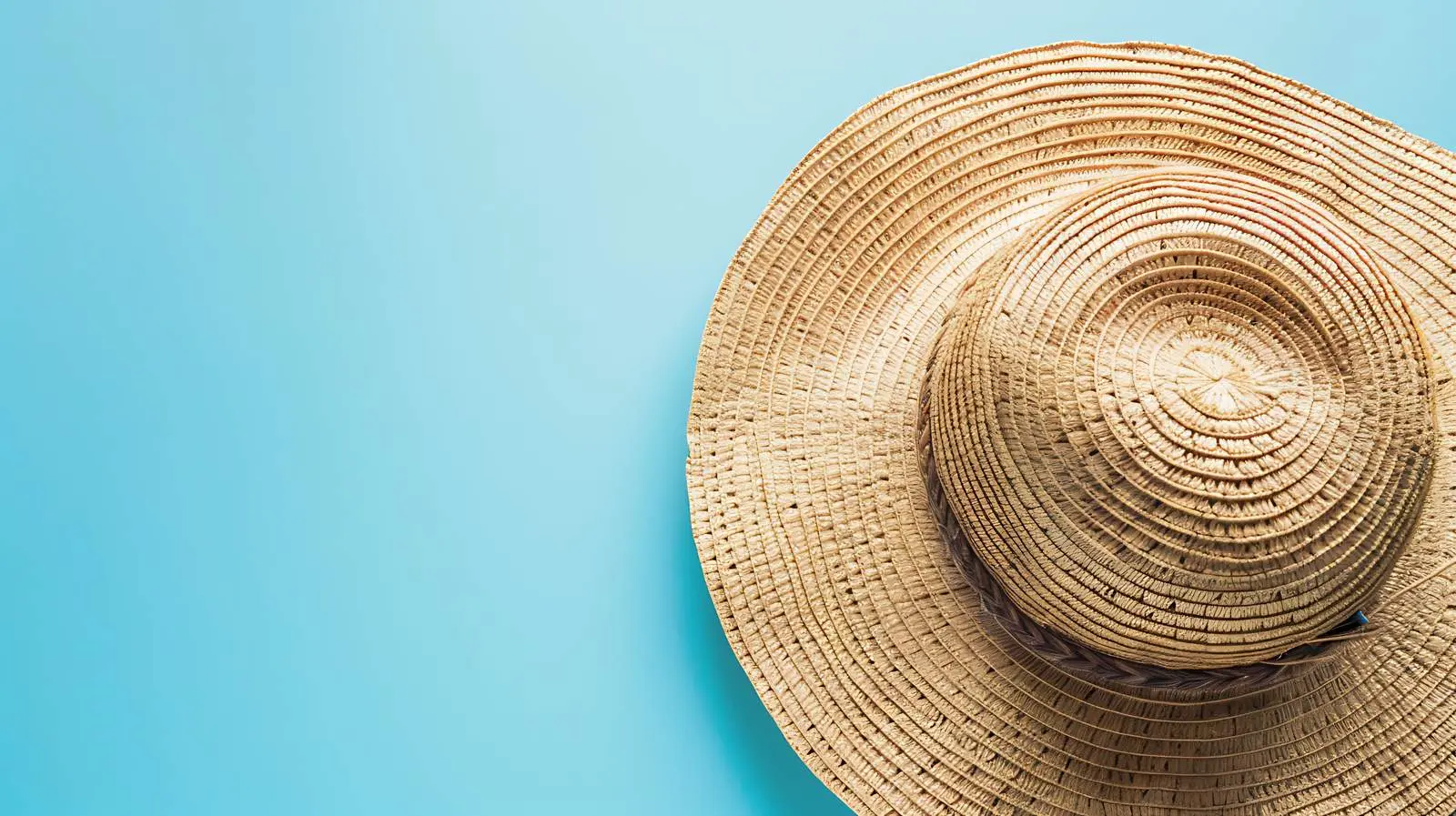 Stylish Flatlay with Straw Hat on Blue Background – free youth image from Dotvec