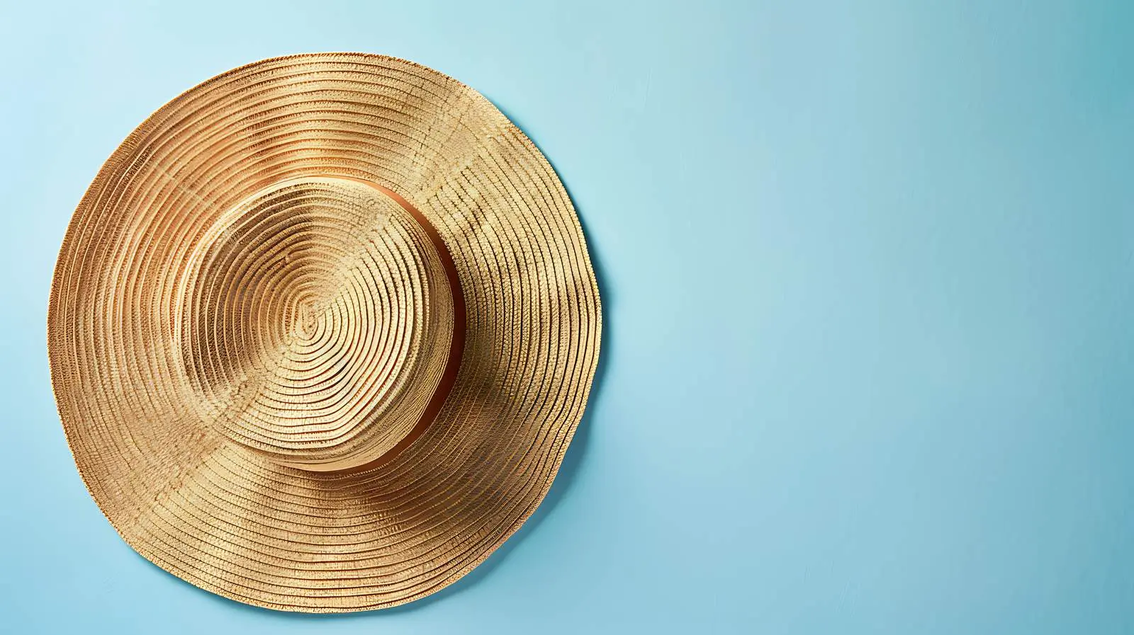 Stylish Flatlay of Straw Hat on Blue Background – free beach image from Dotvec