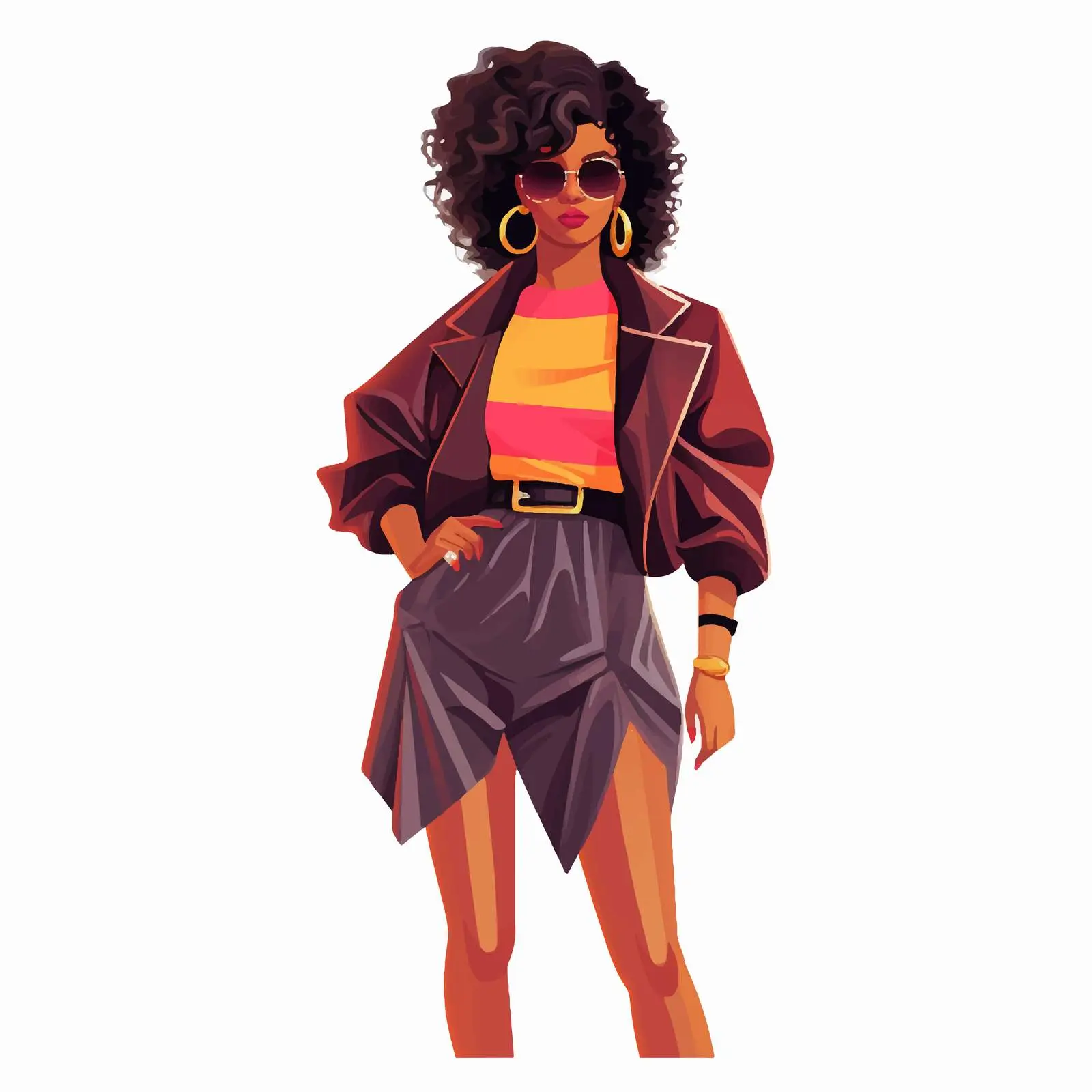 Retro 80s Fashion Black Girl in Africa — free download from Dotvec