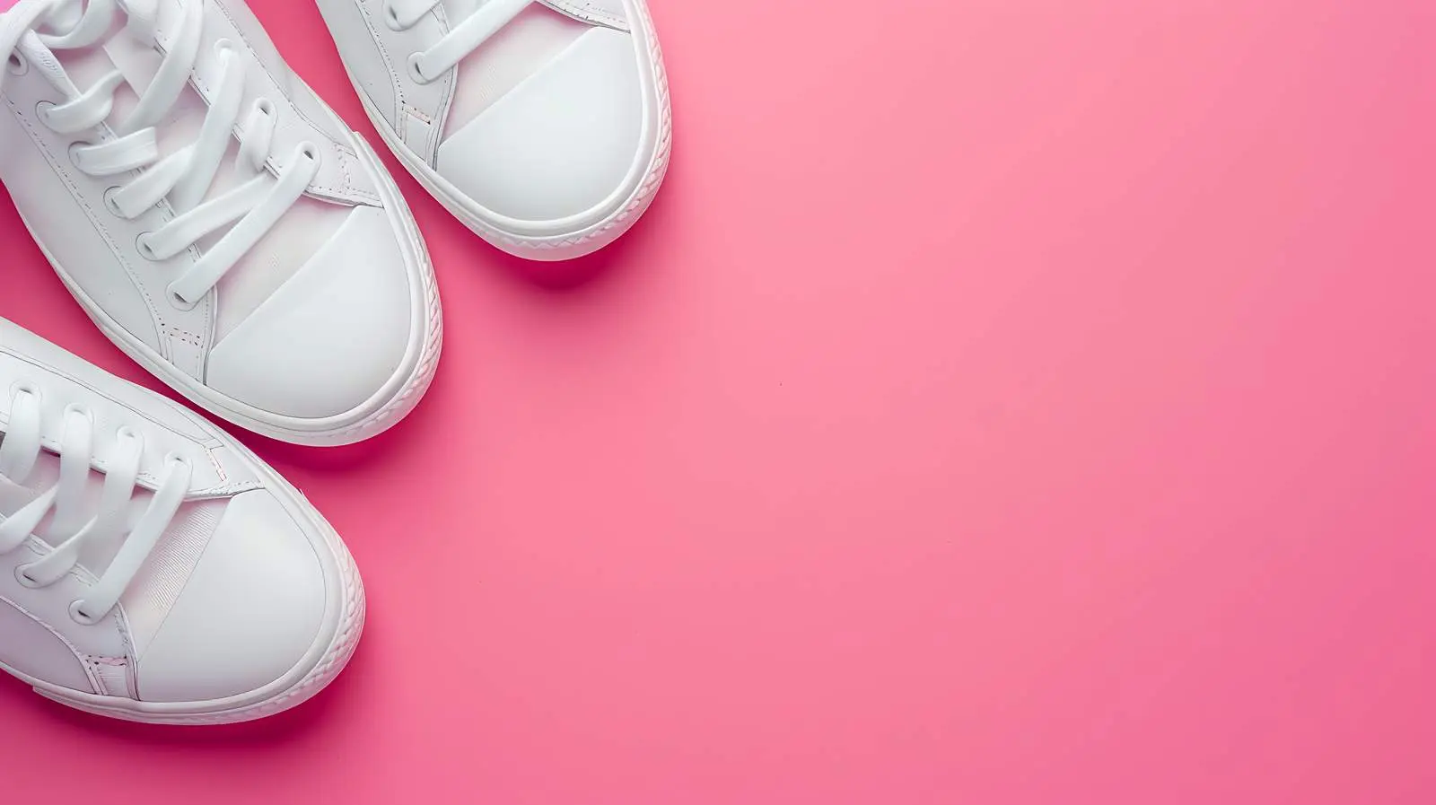 Stylish White Women's Sneakers on Pink Background – free advertising image from Dotvec