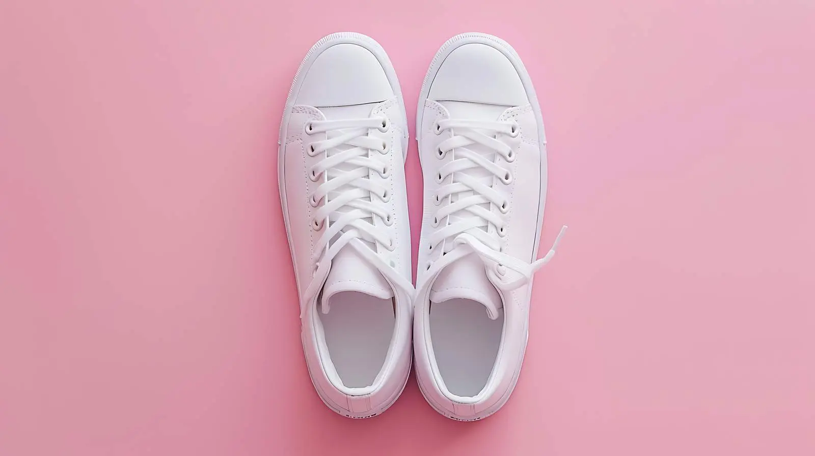 Stylish White Women's Sneakers on Pink Background – free model image from Dotvec
