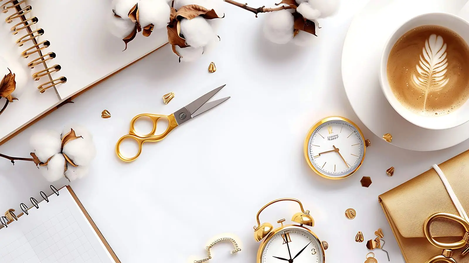 Chic Gold Style Desk with Women's Accessories – free workspace ideas image from Dotvec