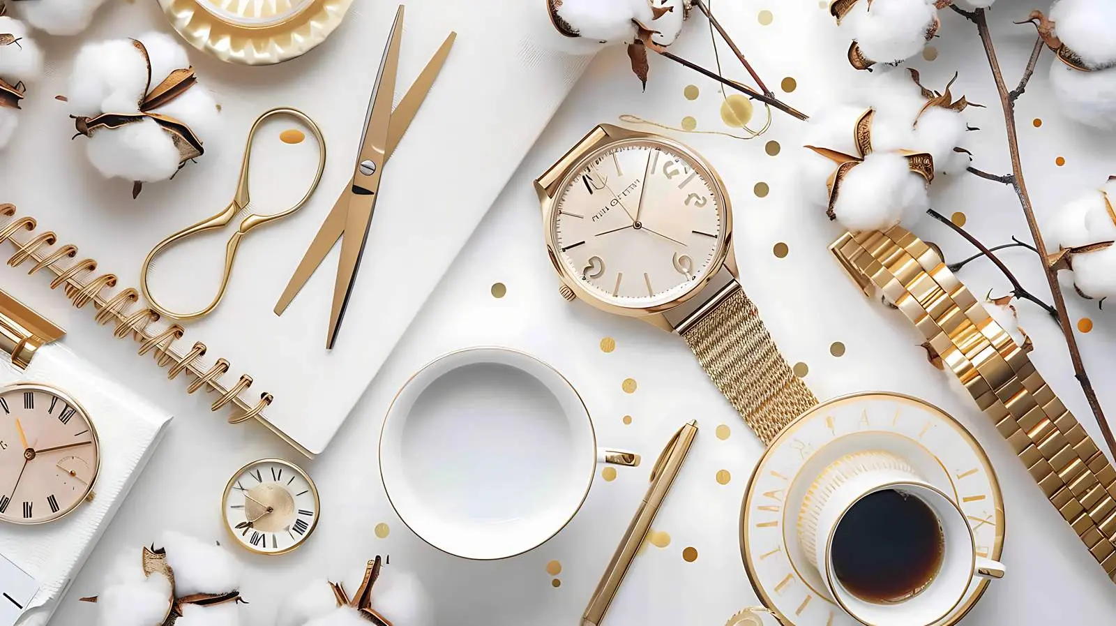 Gold Style Desk with Women's Accessories Collection — free download from Dotvec