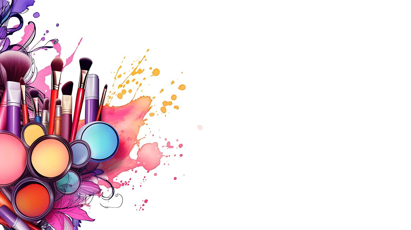 Elegant Beauty Cosmetics Horizontal Background with Makeup — free download from Dotvec