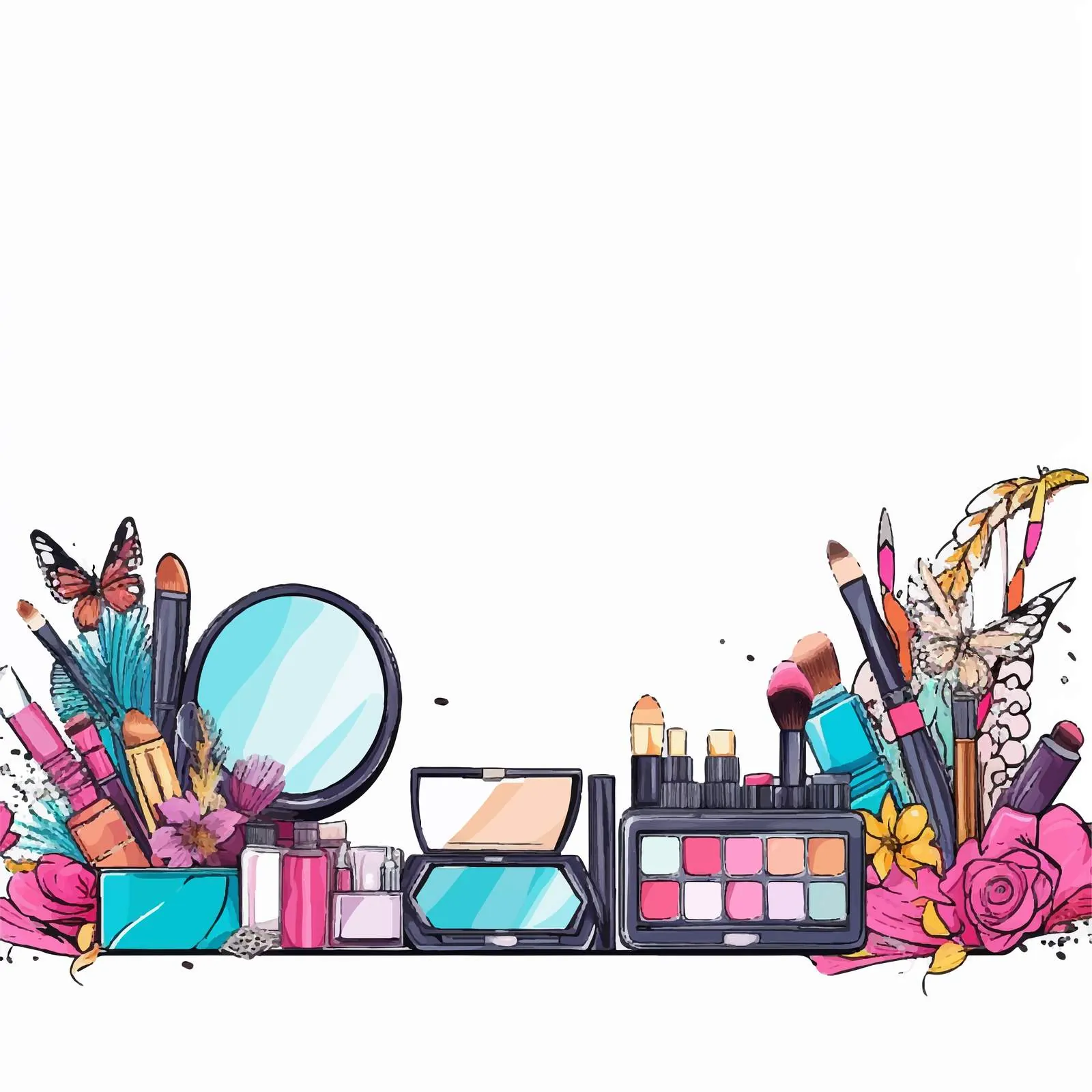 Cosmetics Horizontal Background with Makeup Artist — free download from Dotvec