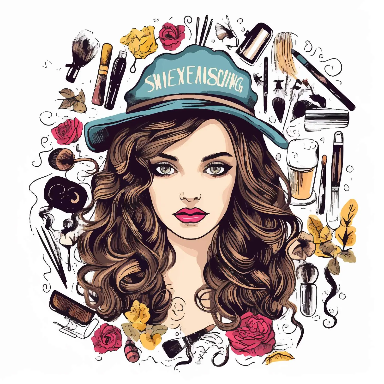Stylish Girl in Hat at Hair Salon — free download from Dotvec