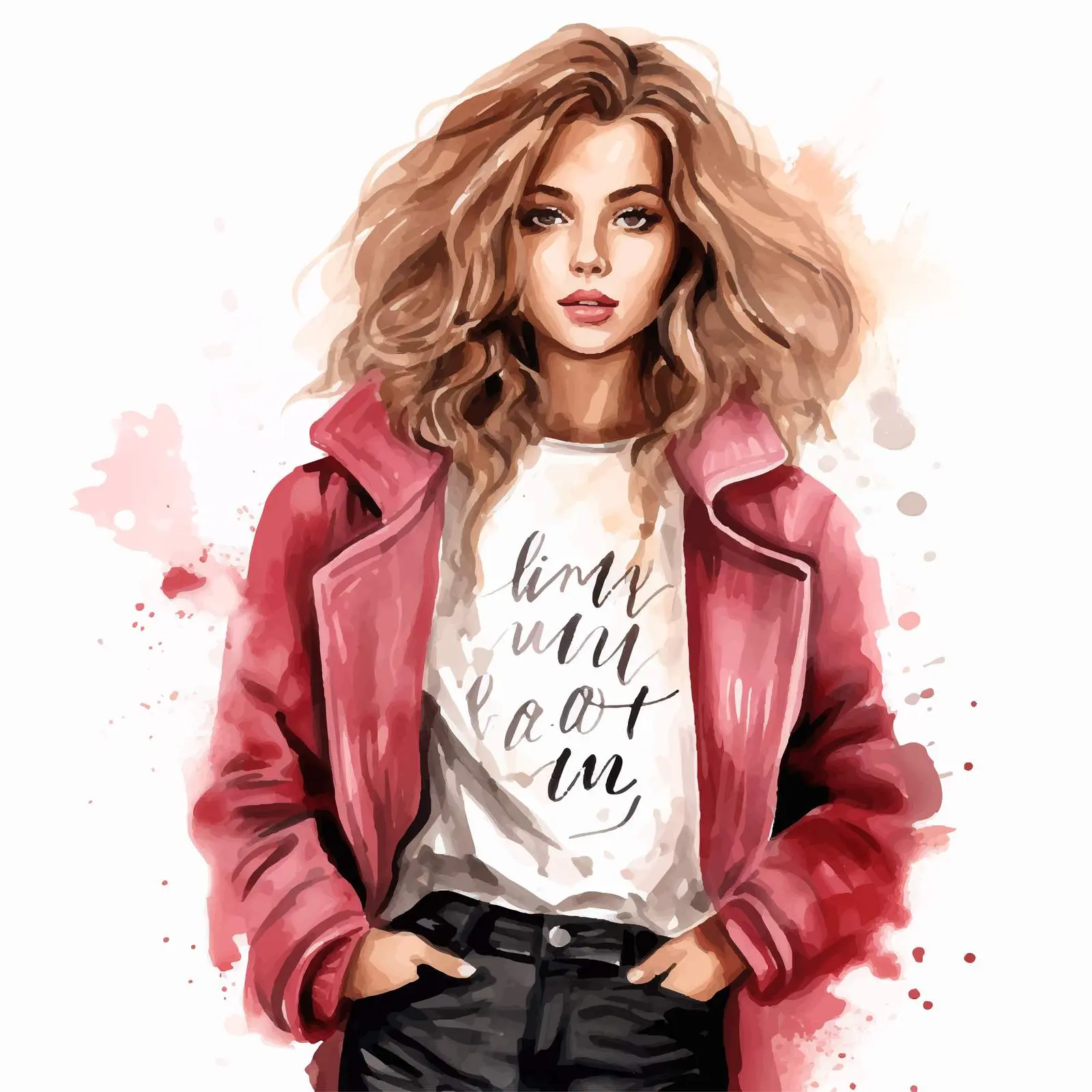 Fashion Girl in Jacket Vector Illustration — free download from Dotvec