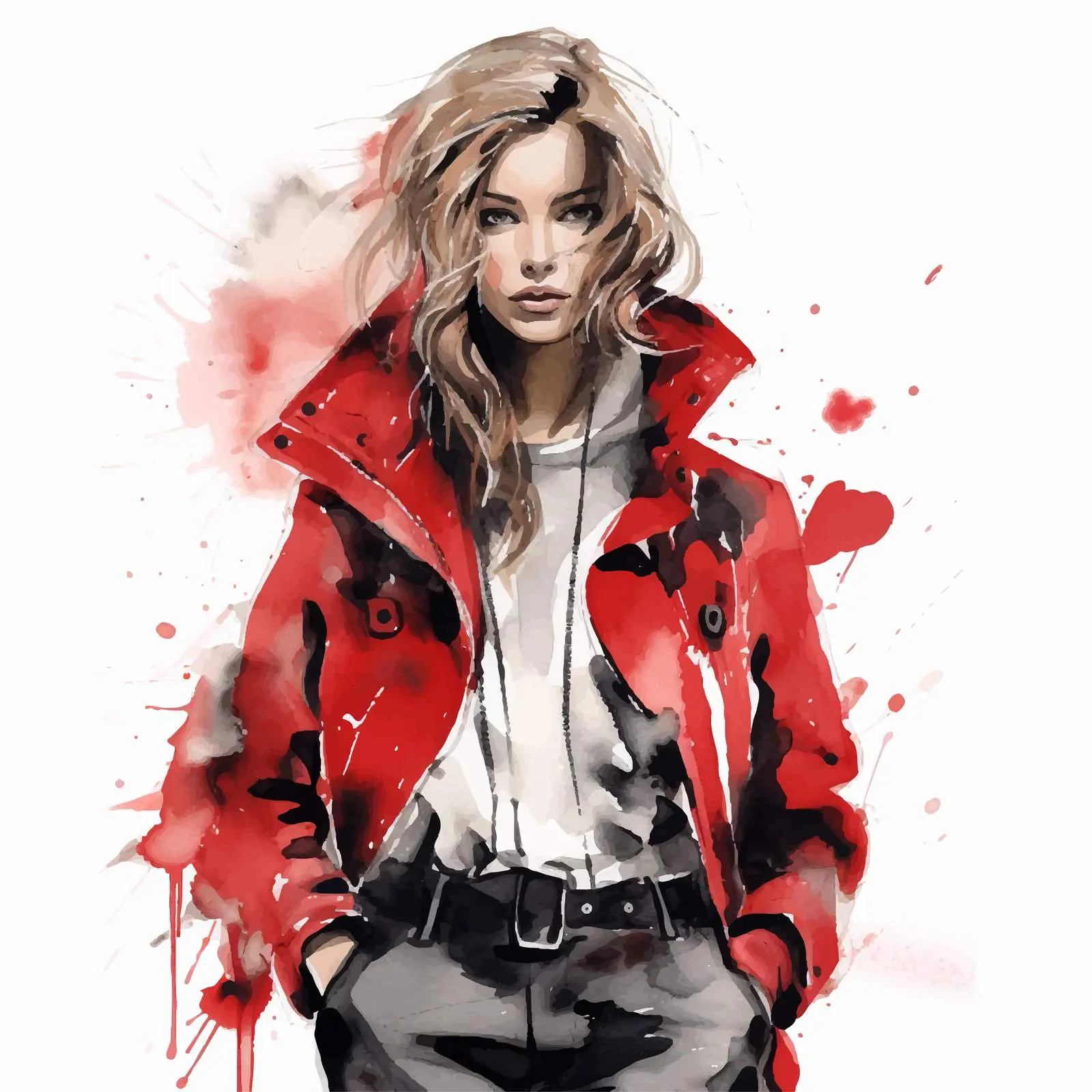 Fashion Girl in Jacket Illustration — free download from Dotvec