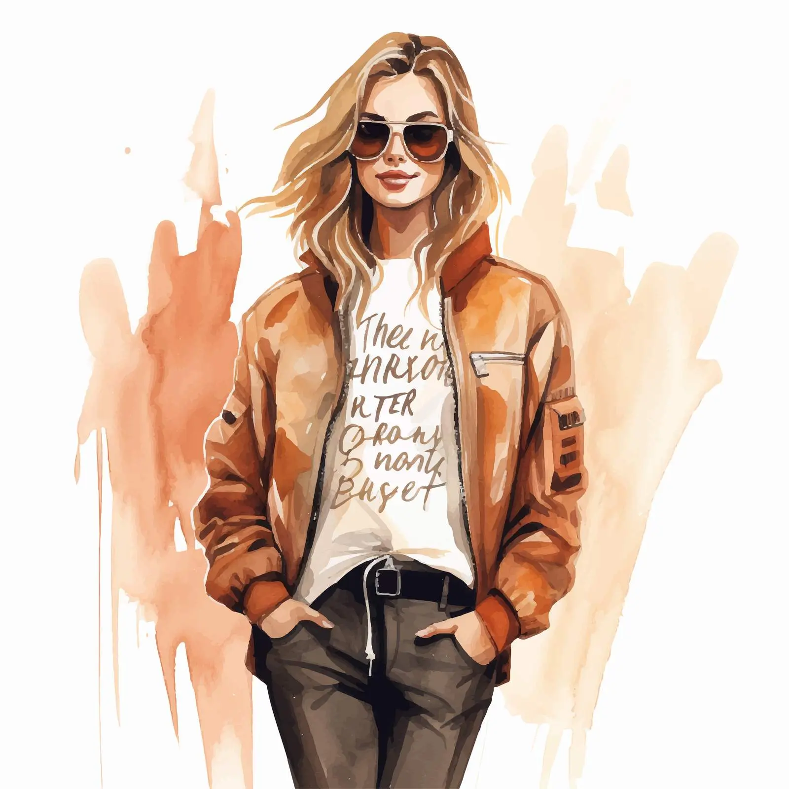 Stylish Girl in Jacket Illustration Vector Art – free jack image from Dotvec