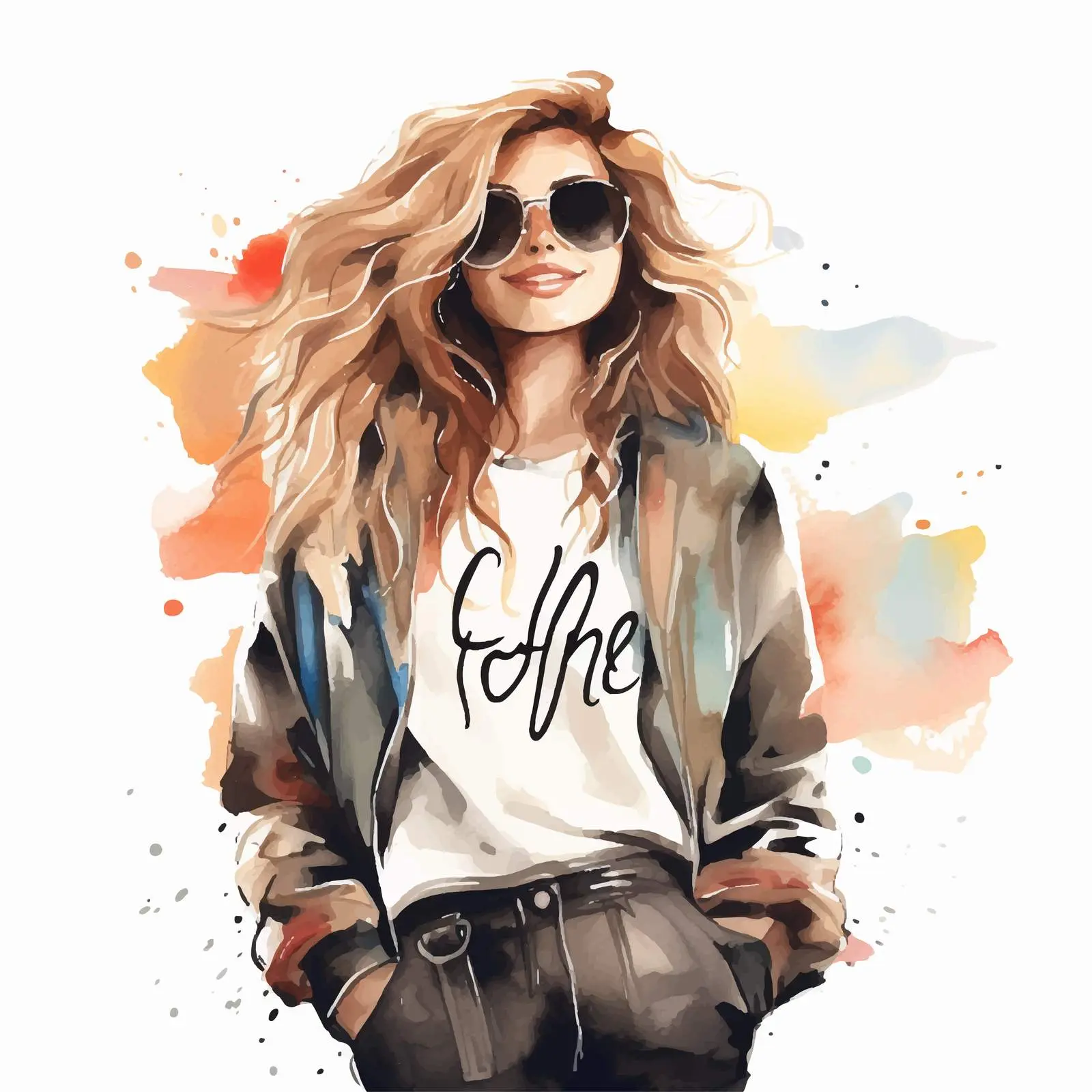 Fashion Girl in Jacket Illustration with Handwritten Notes — free download from Dotvec