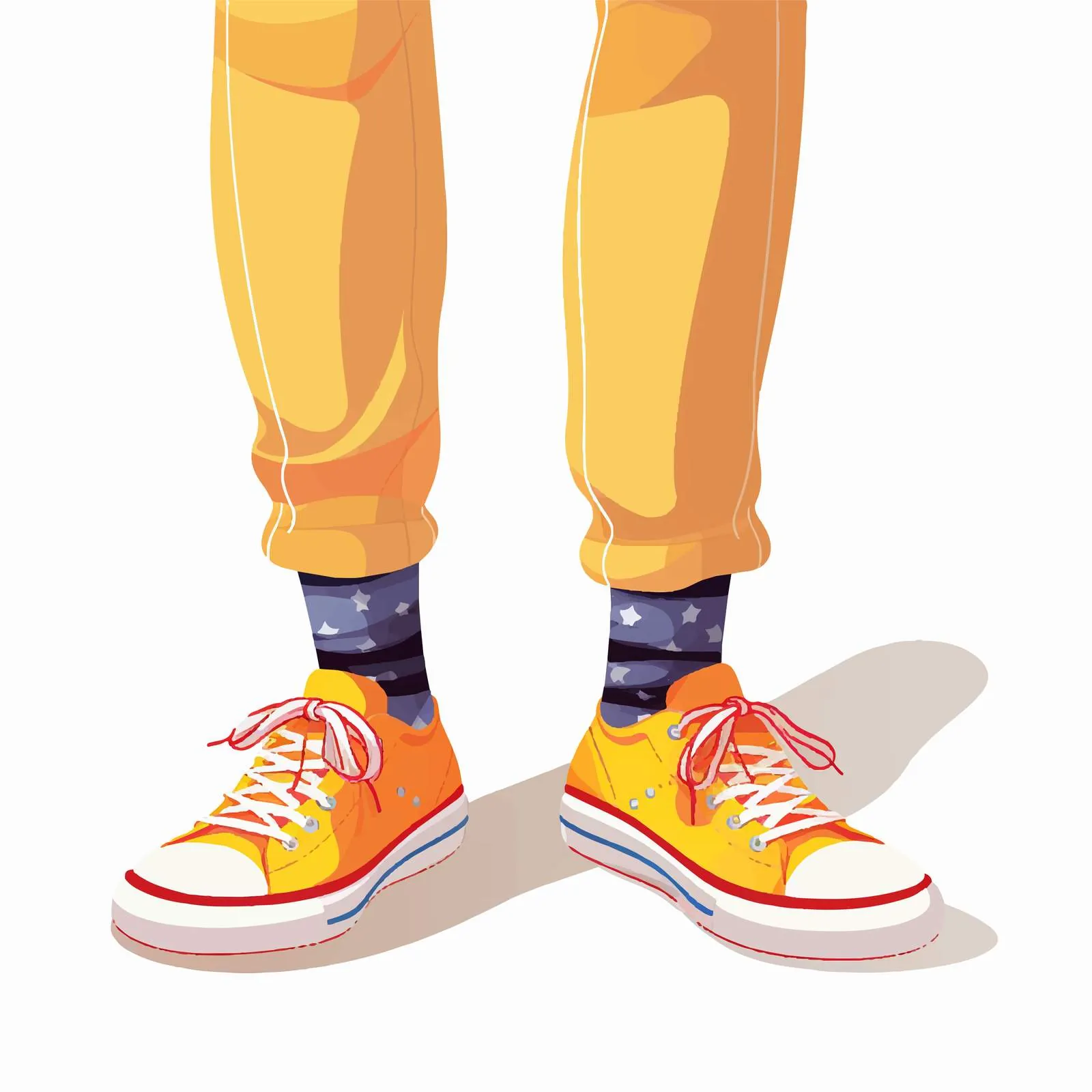 Fashionable Gumshoes on Women's Legs in Pants – free trendy shoes image from Dotvec