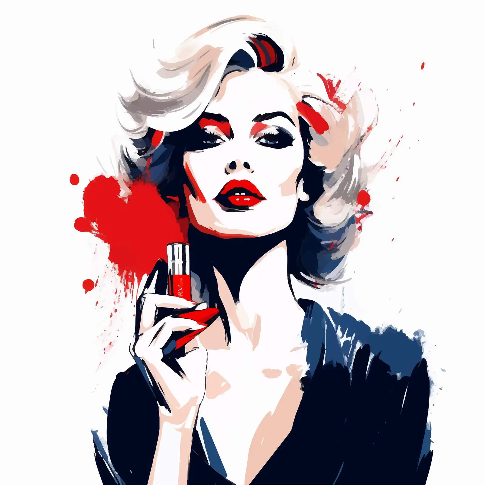 Fashion Illustration of Girl with Lipstick — free download from Dotvec