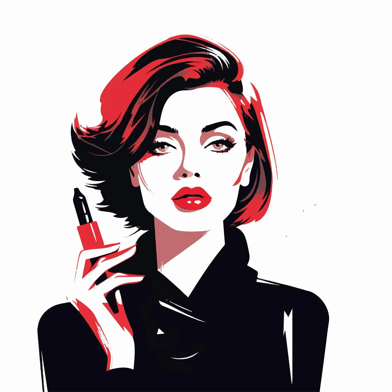 Stylish Girl Illustration with Lipstick for Advertising — free download from Dotvec