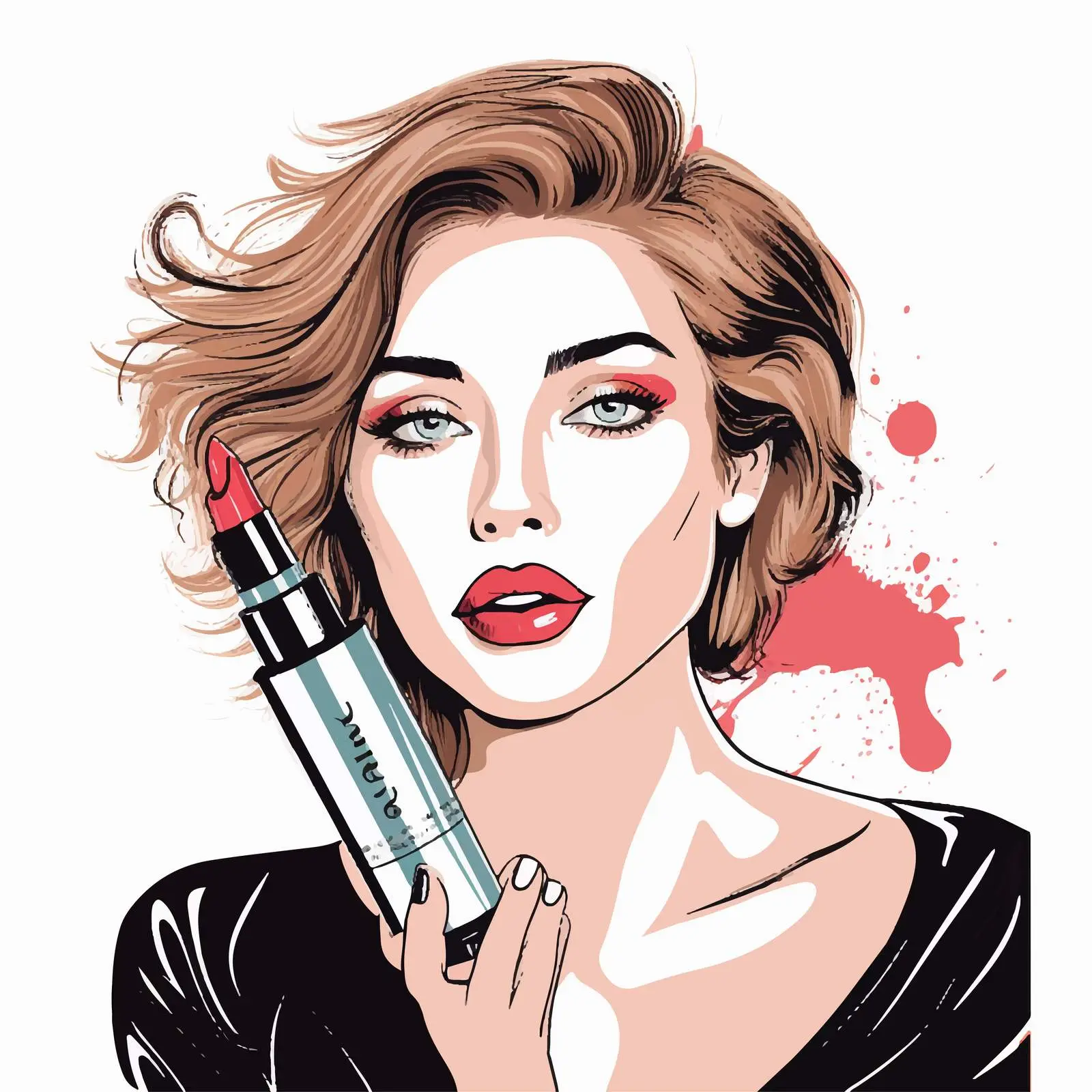 Fashion Illustration of a Girl with Lipstick — free download from Dotvec